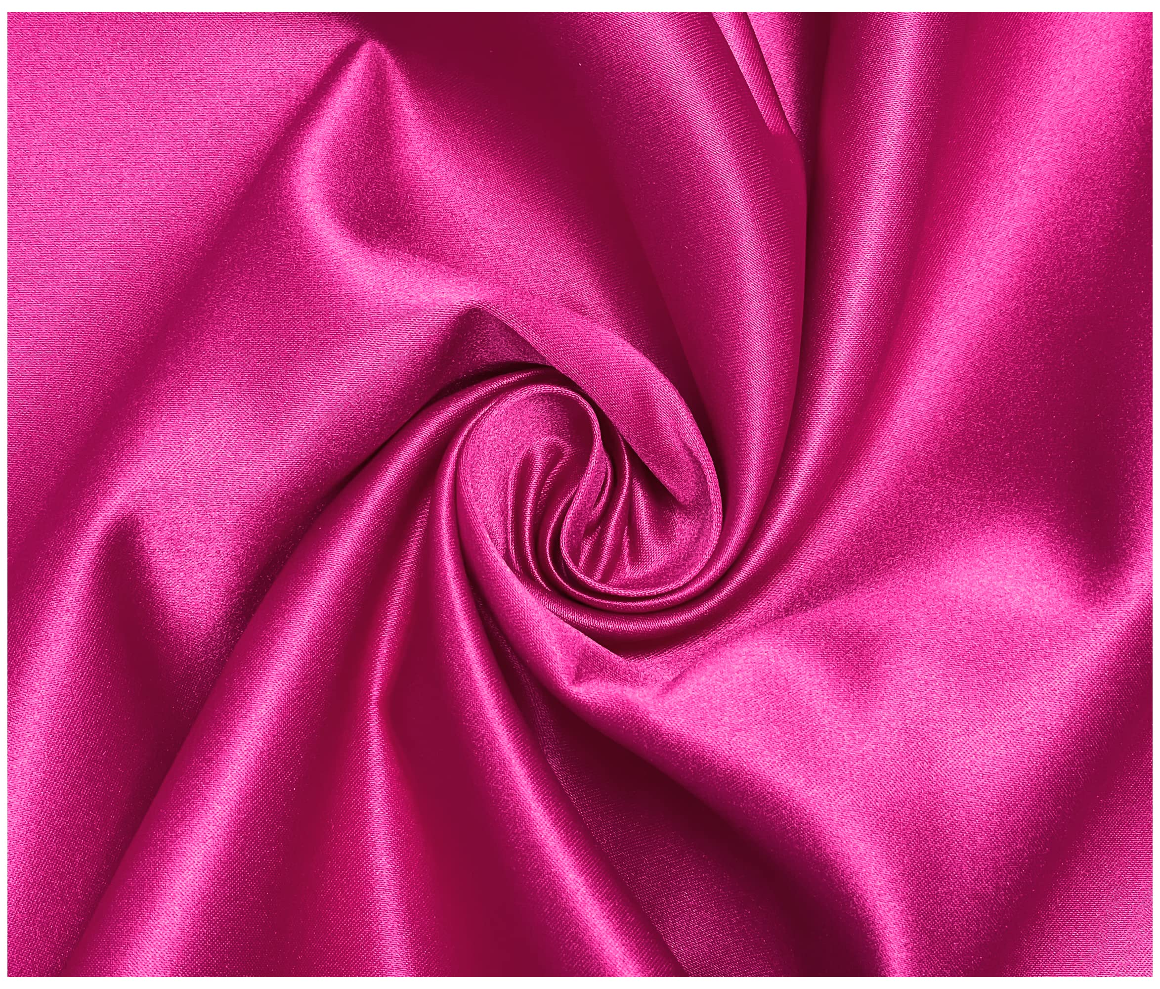 Matte Duchess Bridal Satin Polyester Fabric for Dressmaking Wedding Crafts Quilting Sewing 150cm Wide (5 Metre (500 x 150cm), Fuchsia Pink) โ image 1