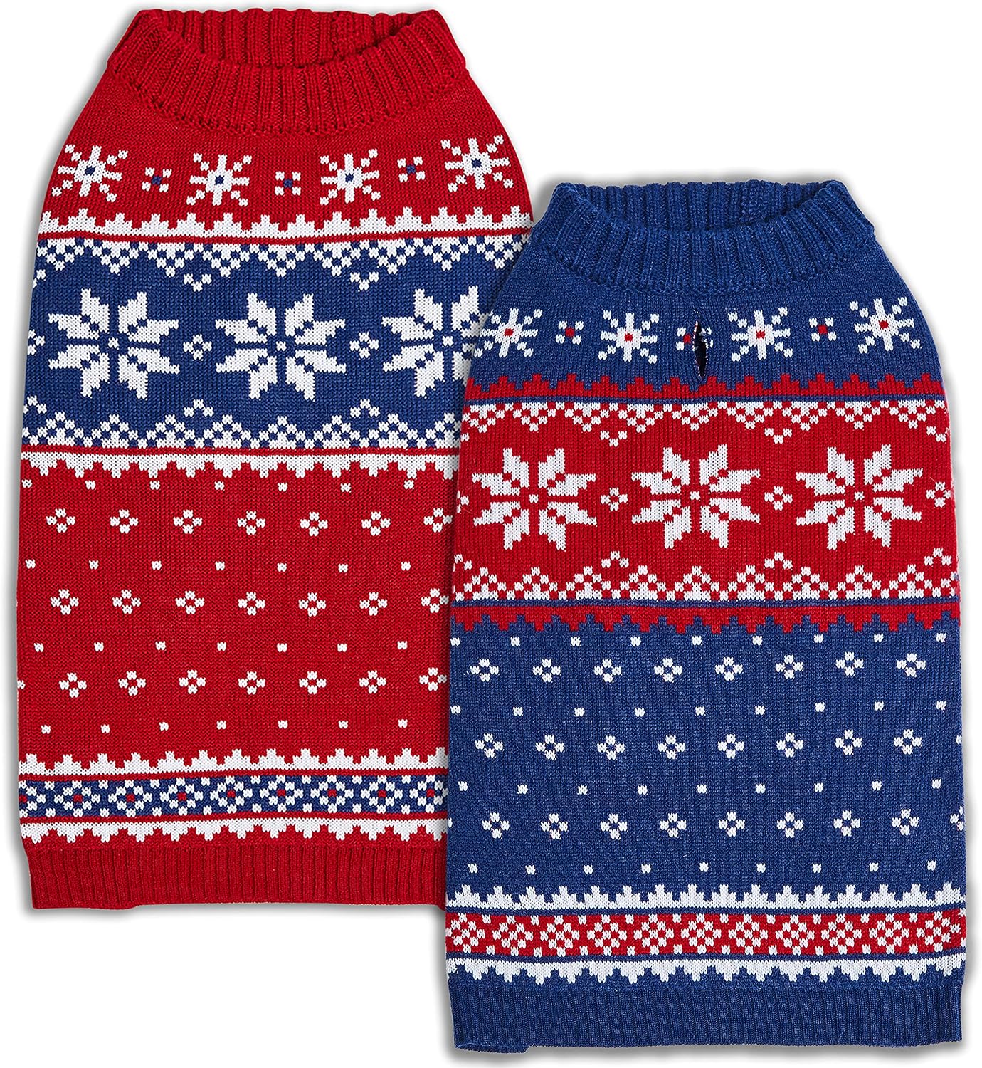 Blueberry Pet Sweater Bundle Set - Two 14 inch Dog Holiday Festive Dog Sweaters