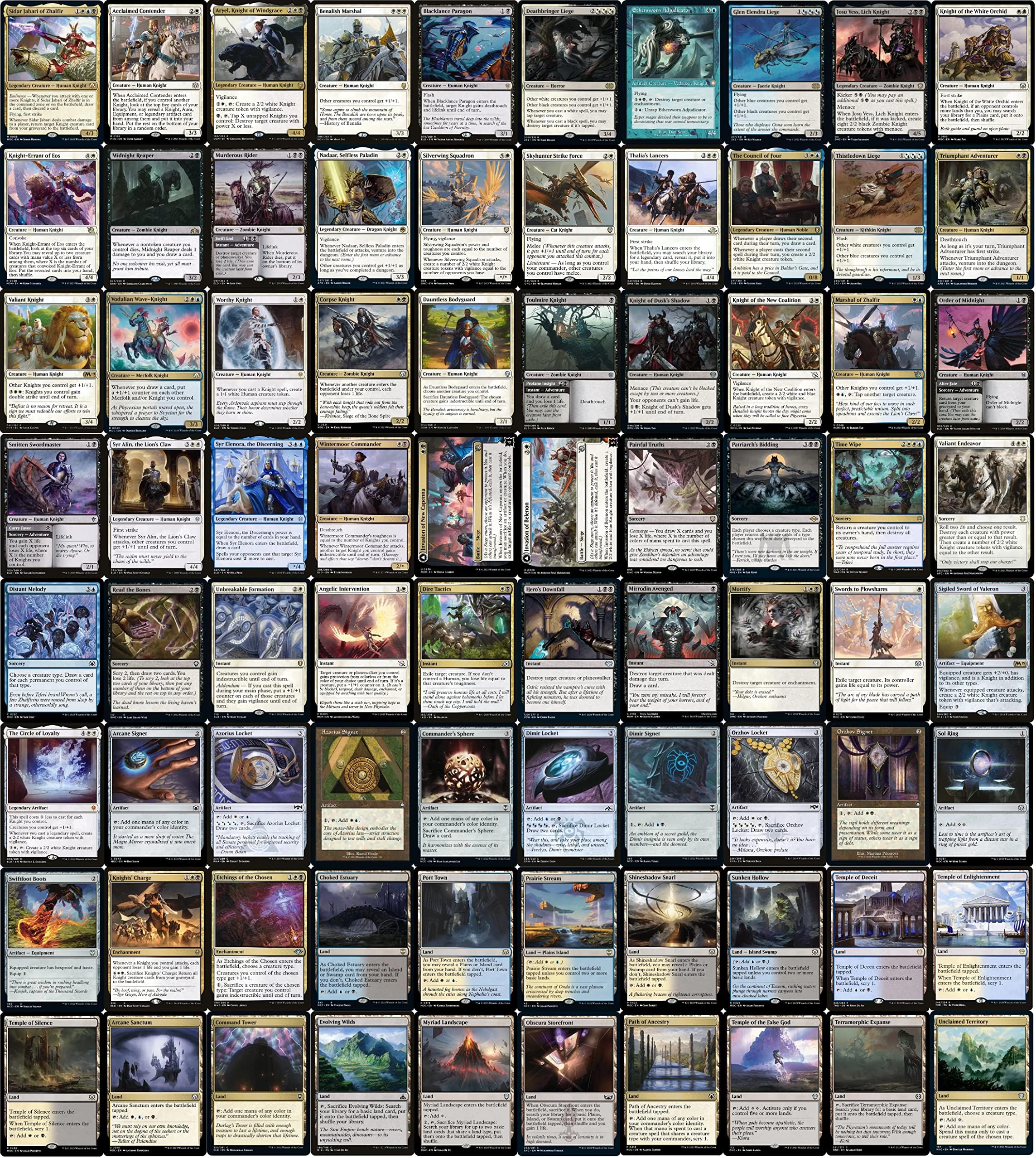 MTG Decks & More Esper Knight Deck - Blue Black White - EDH - Sidar Jabari of Zhalfir - 100 Card - Custom Magic The Gathering Deck - Very Strong!