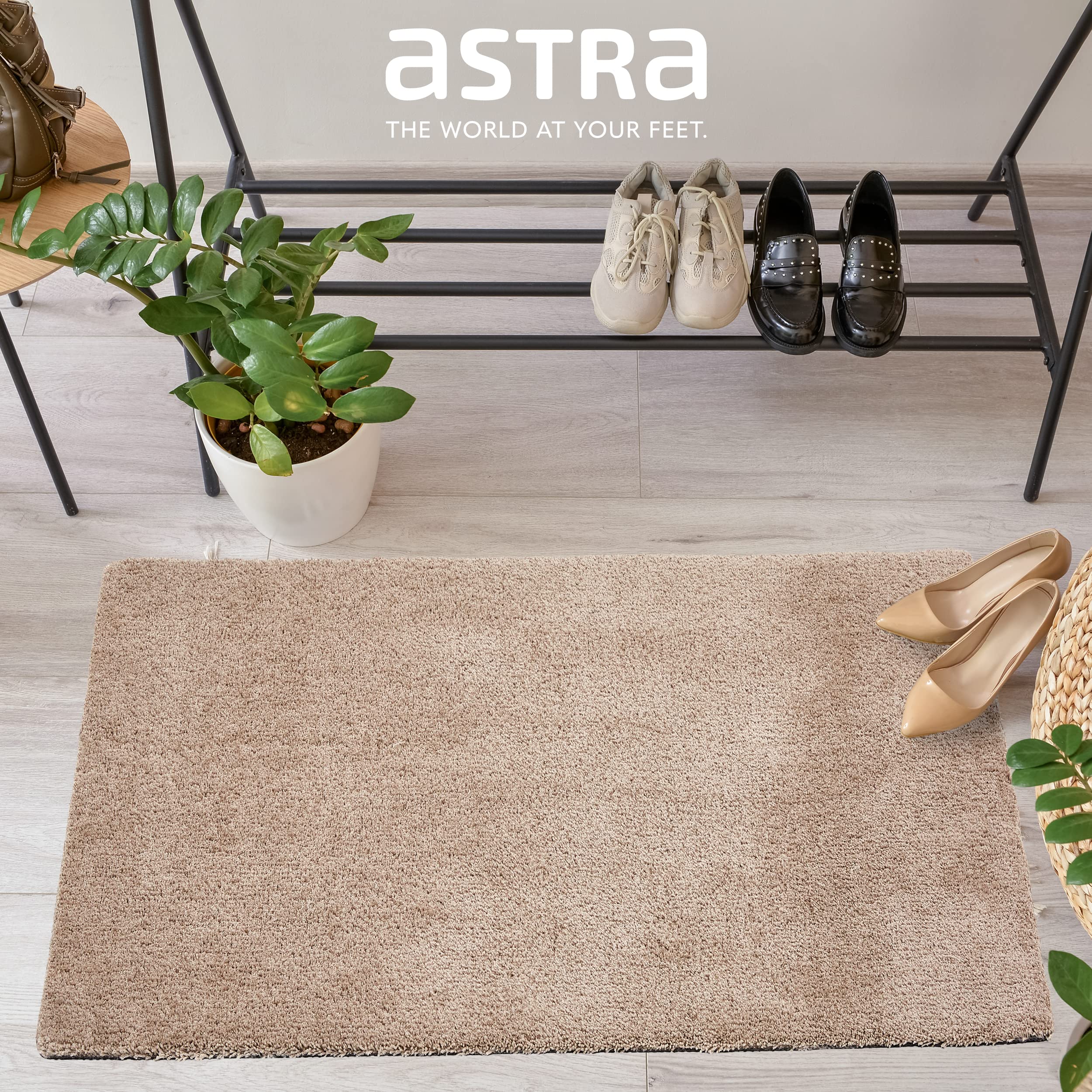 Astra Zerbino per interni antiscivolo - tappetino antipolvere lavabile - zerbino per porte senza PVC - zerbino assorbente taupe 60x100 cm