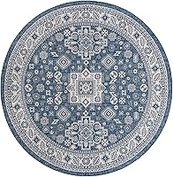 Vista 3 de Unique Loom Outdoor Aztec Collection Alfombra de área - Chalca (10 pies, redonda, azul/marfil)