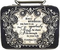 Vista 4 de Funda de transporte con versículo bordado de las Escrituras occidentales para mujer, con correa extra, bolso cruzado (beige)