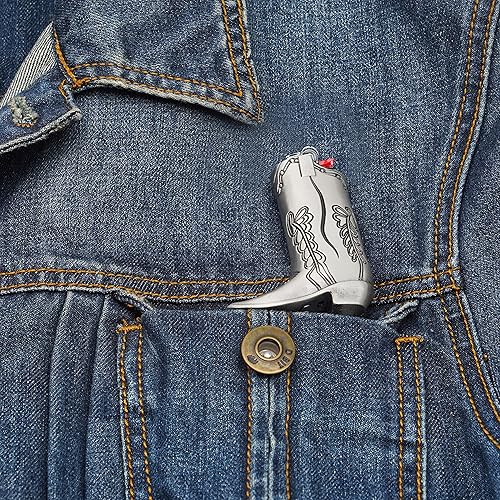 Miniatura 5 de HMC - Funda para encendedor de botas vaqueras, metal plateado, para Mini Bic J5, diseño elegante, funda más ligera, ideal para el hogar o para