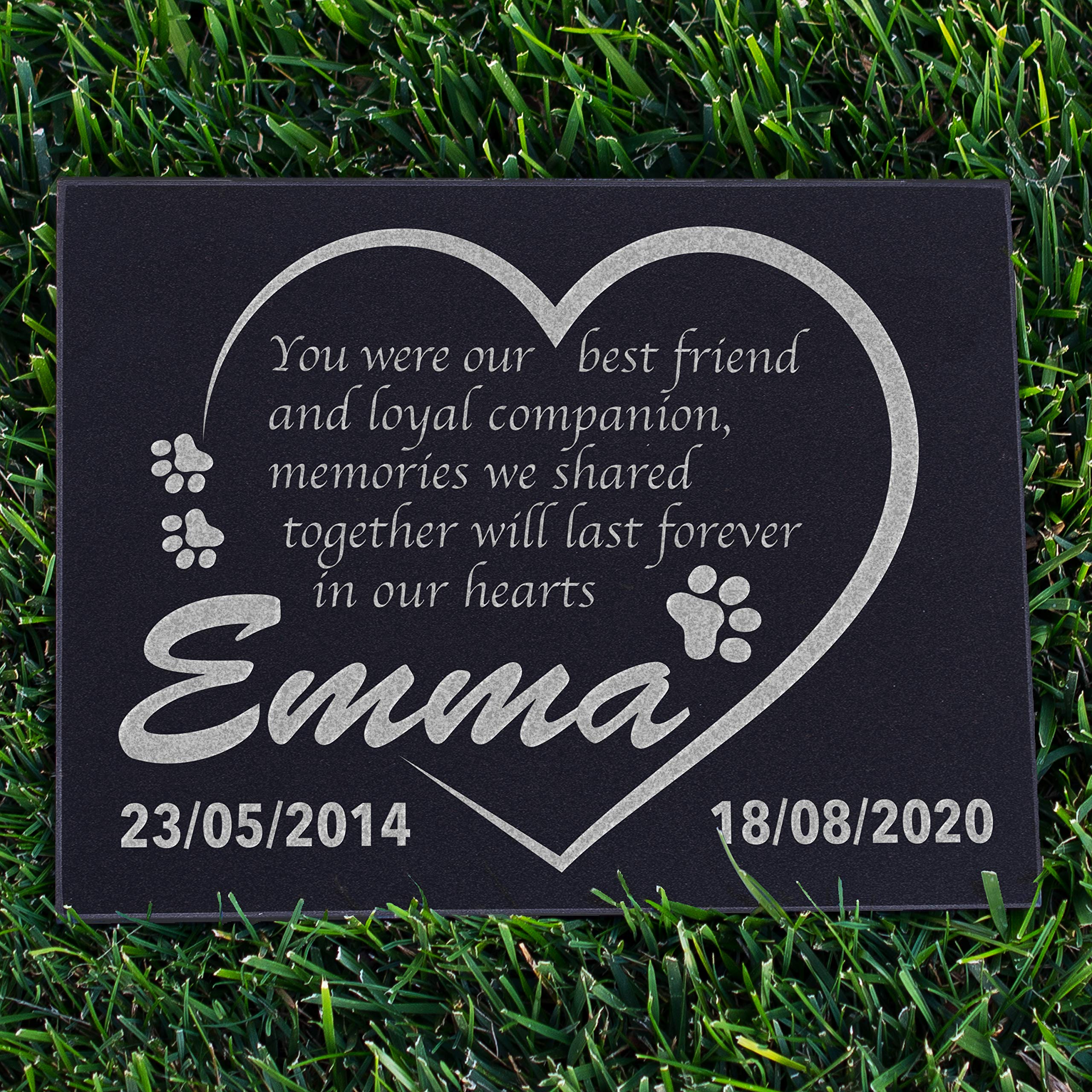 CustomizationMill Pet Memorial Stone Personalized - Granite Dog Grave Marker | 8 x 12 | Sympathy Poem, Loss of Pet Gifts, Indoor - Outdoor Pet Headstone - Last Forever in Our Hearts Grave Marker