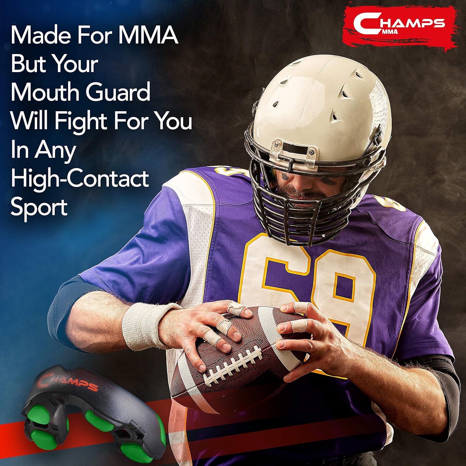 Champs MMA Mouth Guard with Case – Martial Arts Training Equipment Mouthpiece– Wrestling Mouthguard for Boxing, Muay Thai, Contact Sports for Adults and Kids 10+ Boxing Equipment (Black/Green) : Sports & Outdoors