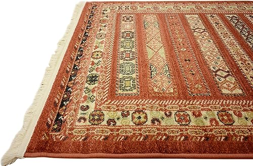 Miniatura 10 de Nomad Tapete contemporáneo de con estampado moderno tribal., Polipropileno, Rojo (Rust Red)