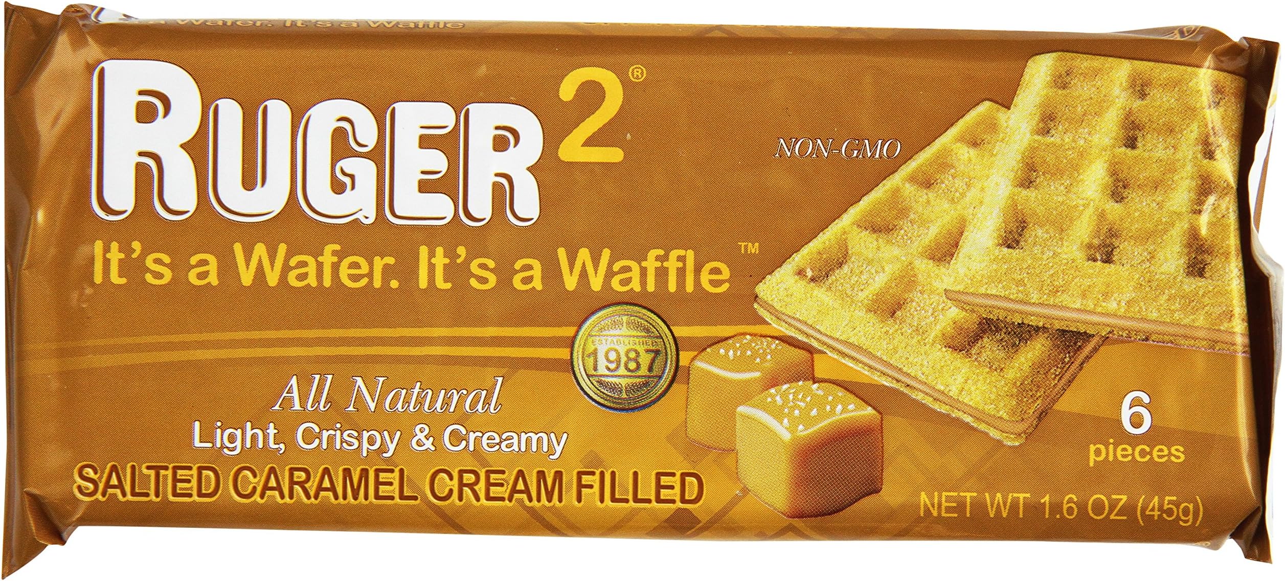 Ruger Wafers Waffle Wafers, Salted Caramel, 1.6 Ounce (Pack of 12)