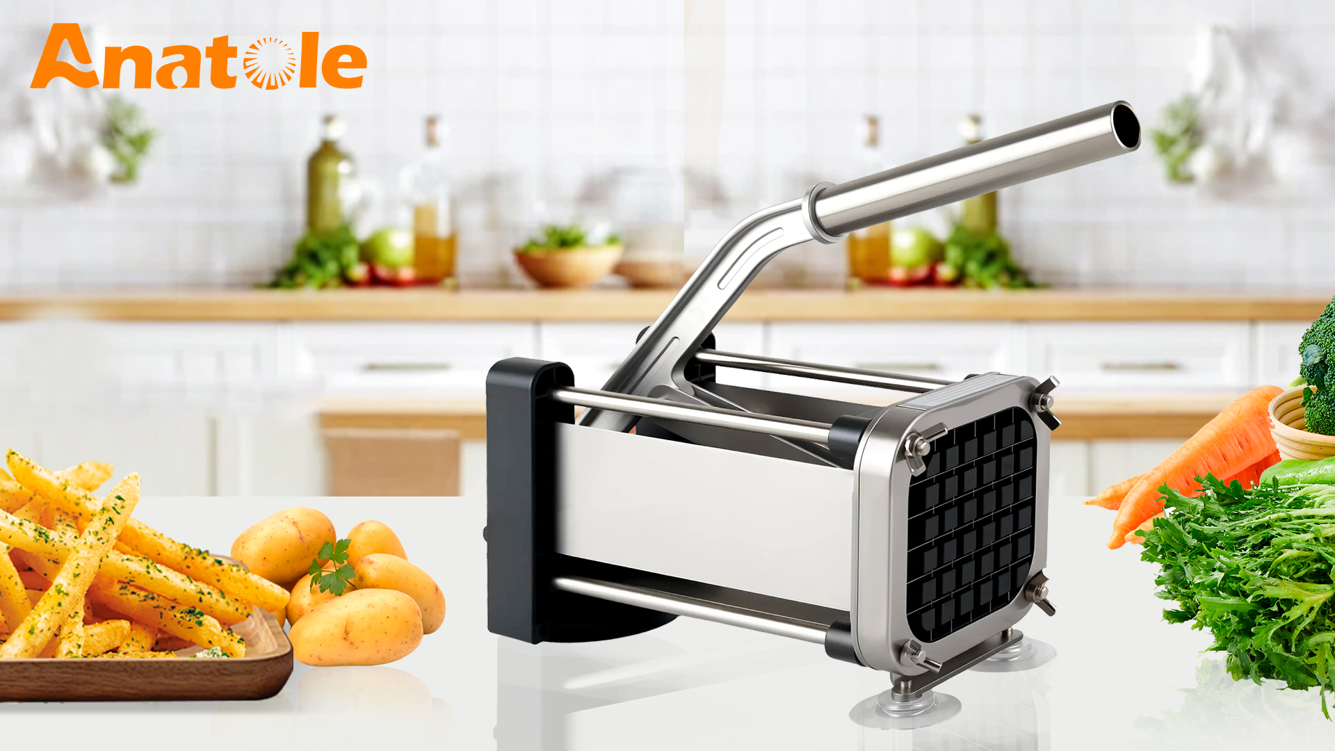 Coupe-frites électrique Professionnel Vertical - 4 Lames De Coupe Différentes