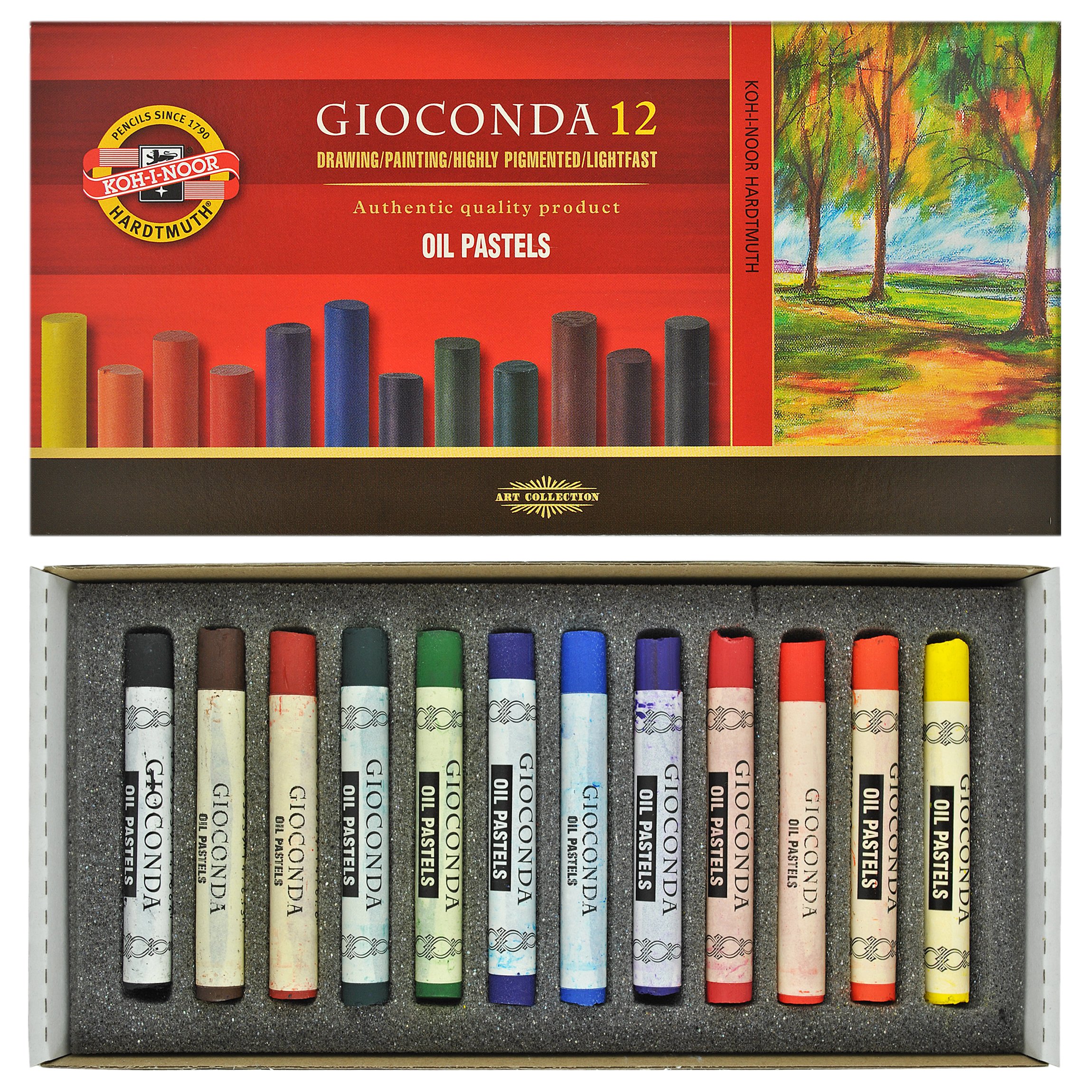 Koh-I-Noor White Gioconda 12 Round Oil Pastels. 8352