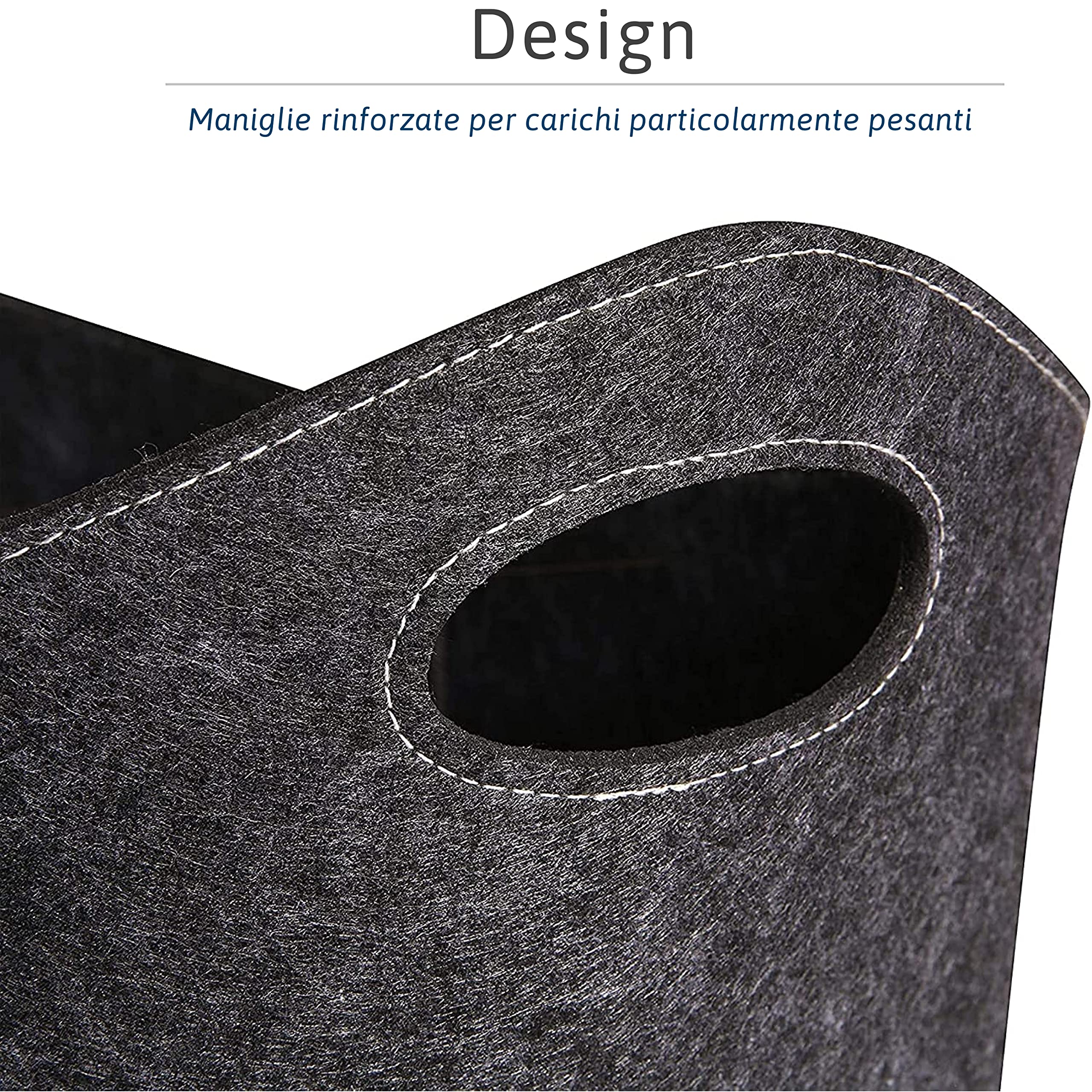 Cestino Pieghevole Per Interni Cesta Porta Legna In Feltro XXL | 55x32x40 Cm | Pieghevole Con Maniglia | Grigio Scuro Cestino Per Caminetto