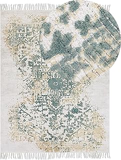 Beliani Teppich Viskose beige/grün orientalisches Muster 160 x 230 cm mit Fransen Boyali
