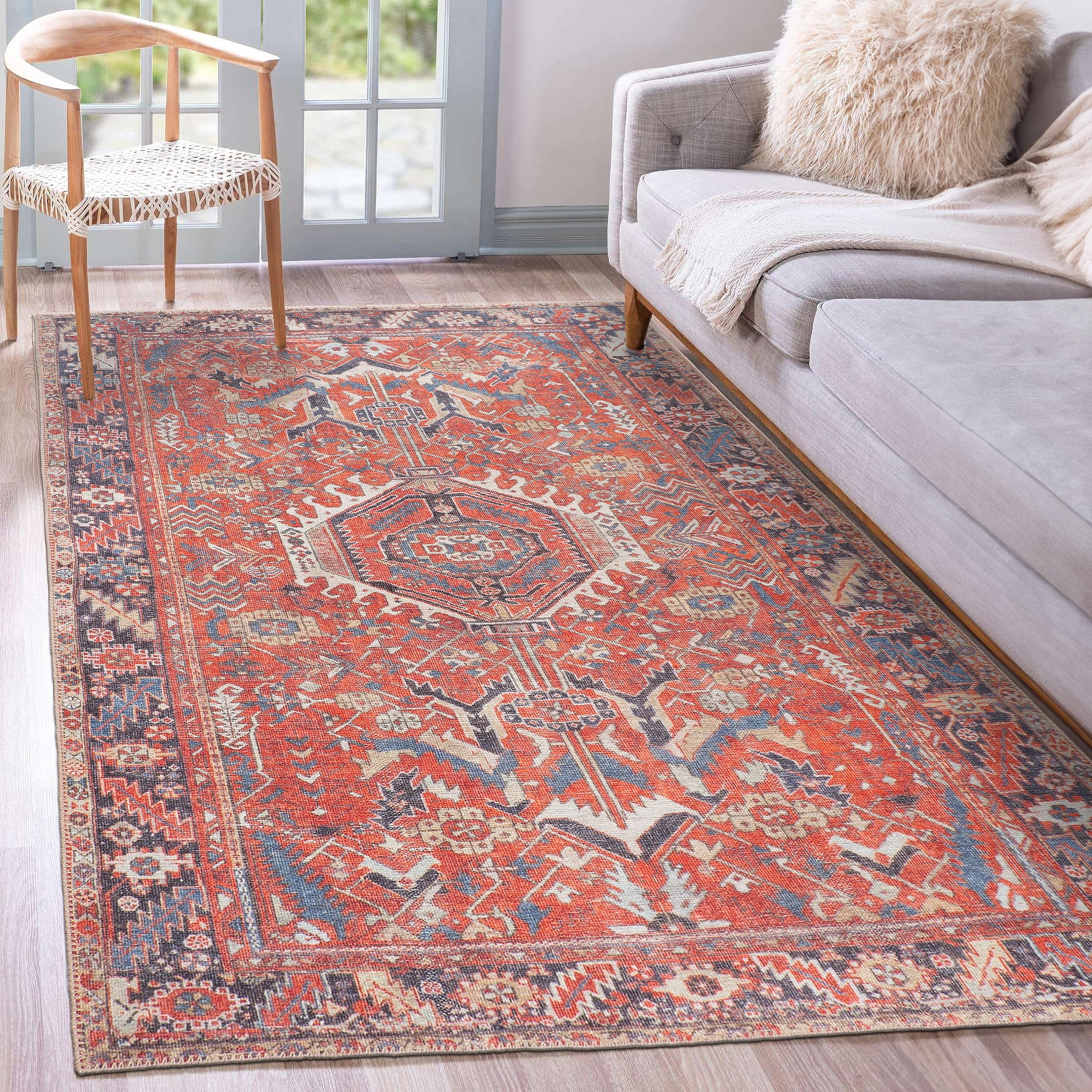 8' x 10'Bellini Rugs Machine Washable Rug with Non Slip Backing, Living Room Rug, Kitchen Area Rug, Pet Friendly Area Rugs, Throw Rugs for Entryway, Home Floor Decor