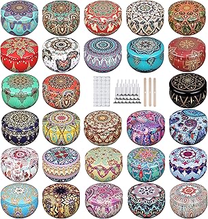 DIY Candle Tins 2.2oz 28 Pieces 28 Color, Round Containers with Lids, Candle Wicks, Wicks Holder, Wicks Stickers for Candle Making, Arts & Crafts, Storage & More