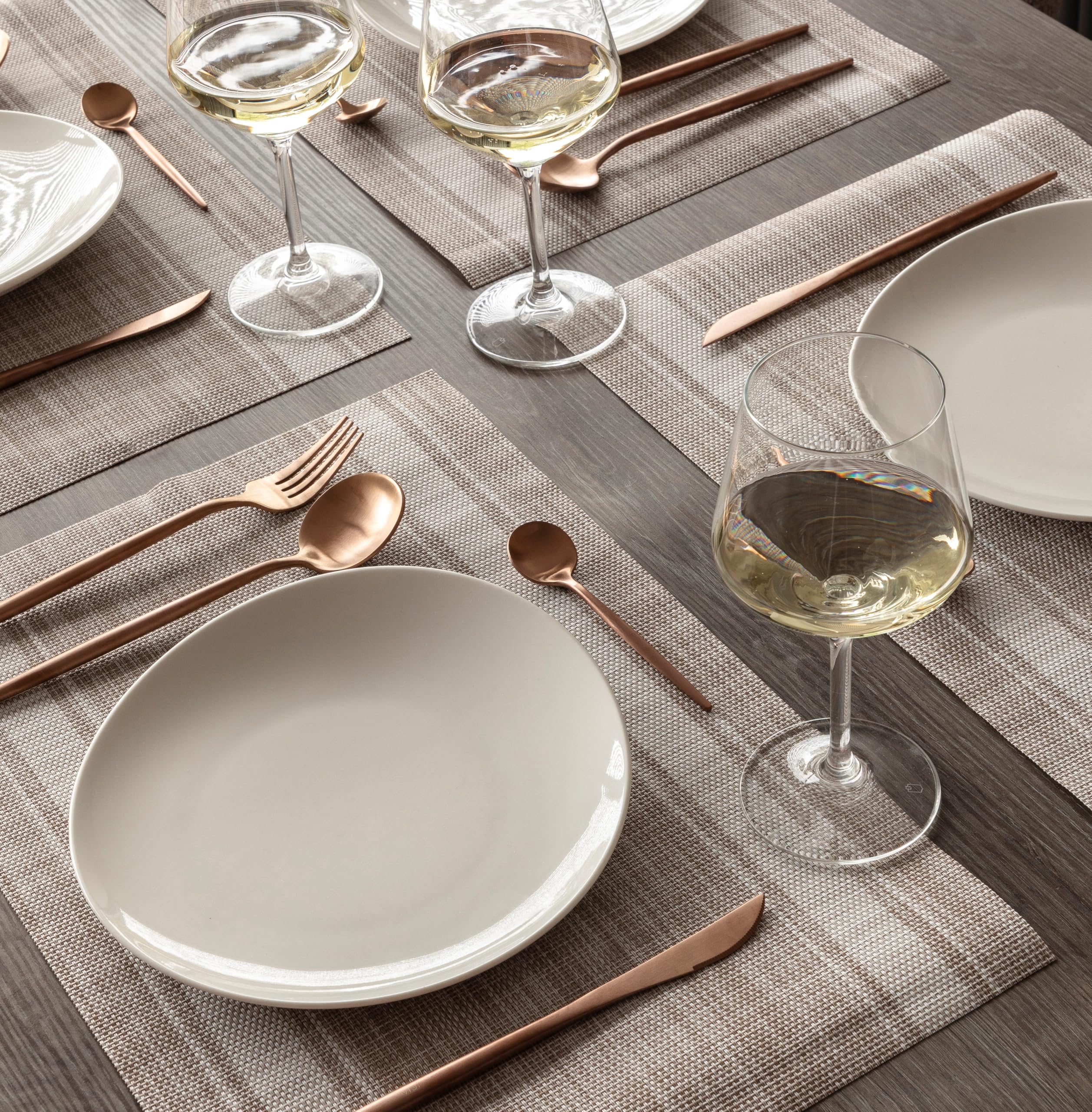 VIDI Ferro Set de Couverts Or Rose | Service de Table 6 Personnes | Couverts de luxe 24 pièces | Cuillères, Fourchettes, Couteaux, Cuillères à café | Acier inoxydable | Passe au Lave-vaisselle