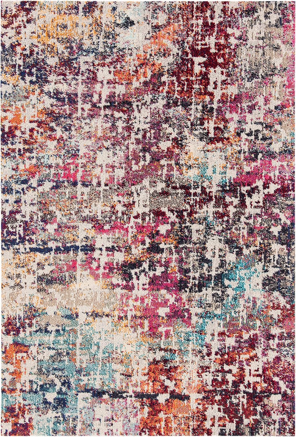 SAFAVIEH Madison Collection Accent Rug - 2'2" x 4', Red & Light Blue, Modern Abstract Design, Non-Shedding & Easy Care, Ideal for High Traffic Areas in Entryway, Living Room, Bedroom (MAD458C)