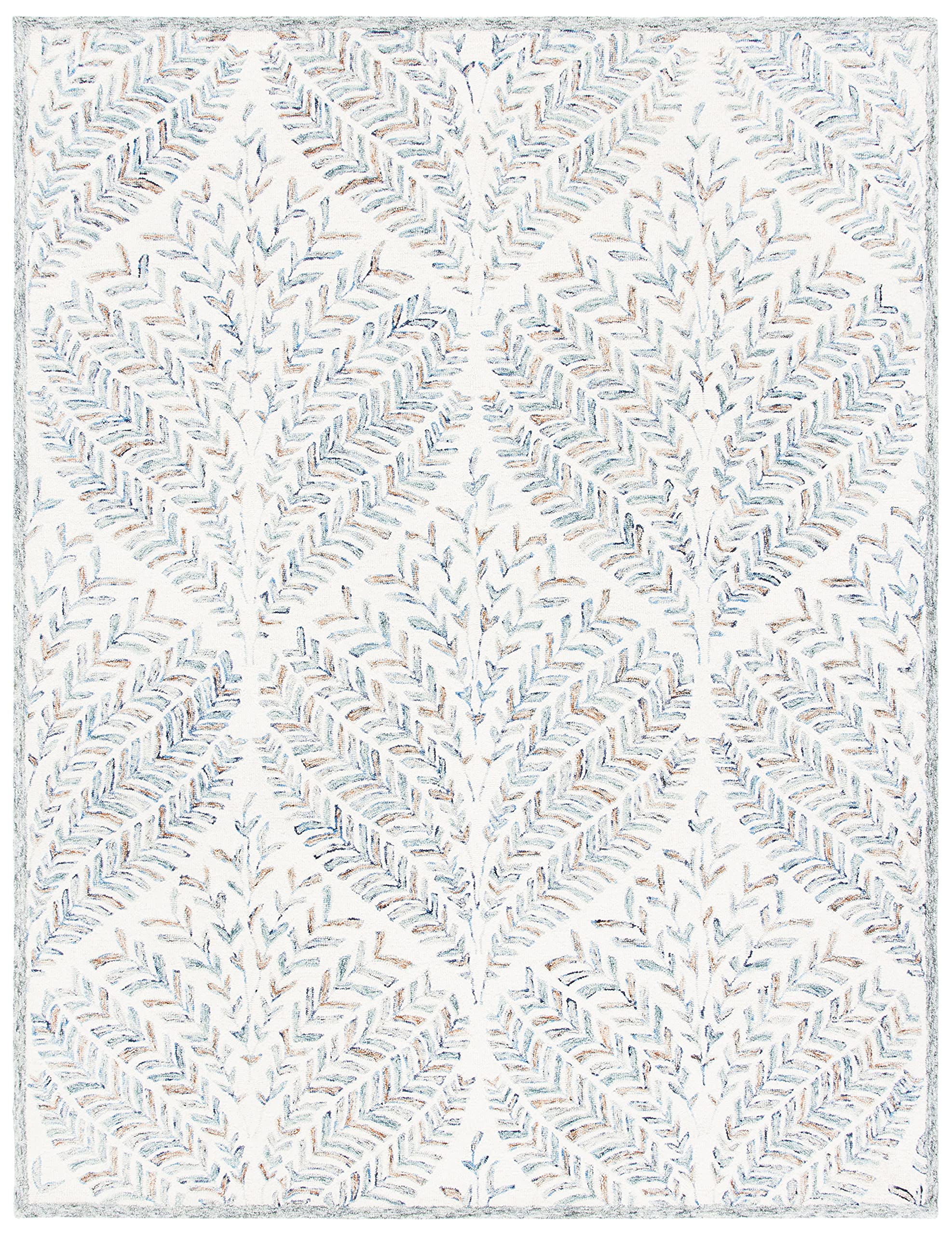 SAFAVIEH Tapis Moderne pour Salon, Salle à Manger, Chambre à Coucher - Capri Collection, Tapis à Poil Court, Beige et Bleu, 244 X 305 cm
