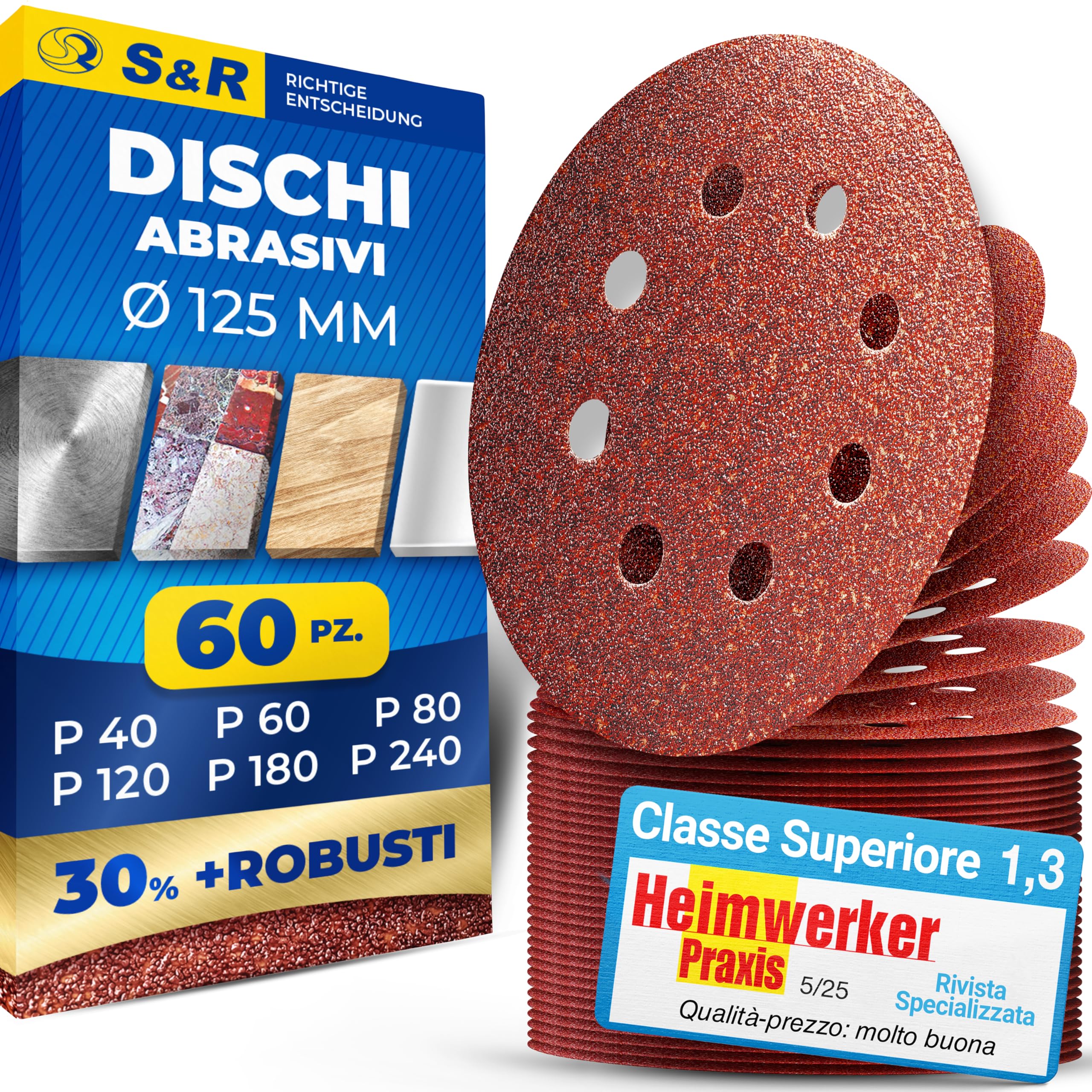 100 Pezzi Dischi Abrasivi ø125mm Per Levigatrice Orbitale - Grana 40/60/80/120/180, 8 Fori Per Aspirazione Polvere - Foto 7