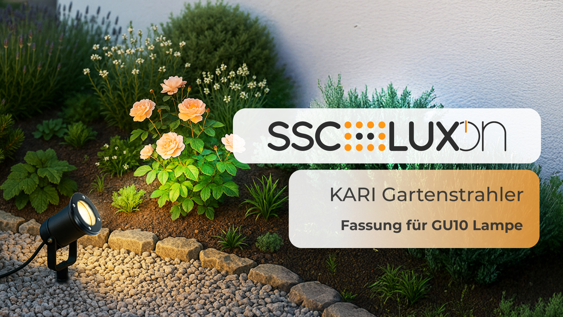 SSC-LUXon Gartenstrahler Mit Erdspieß – 2 Stück, IP65, 1,8 M Kabel, GU10 Fassung, Schwarz
