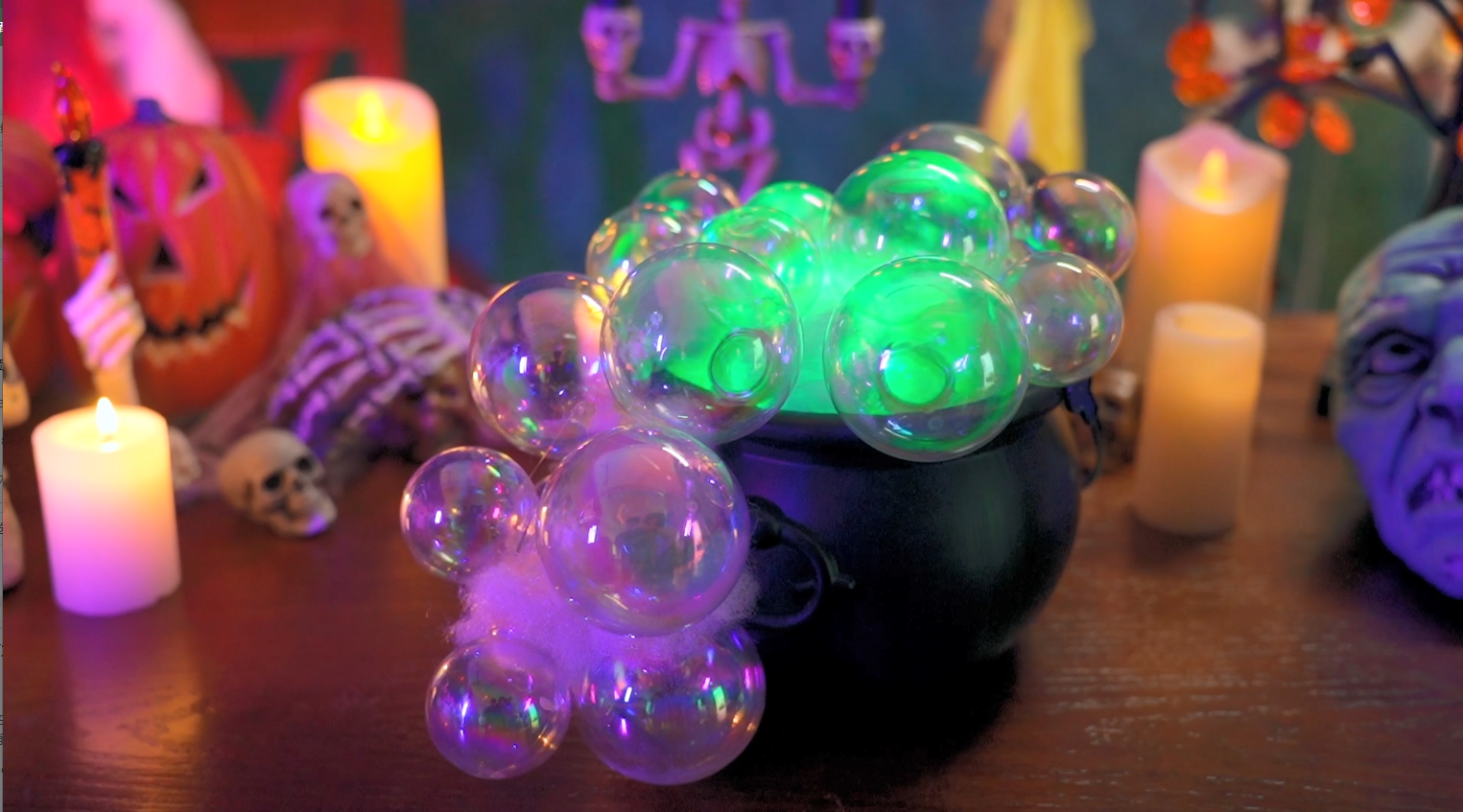Kit Chaudron Bouillonnant Halloween – Pot 20 Cm Avec Lumières Clignotantes, Boules Transparentes, DIY Décoration