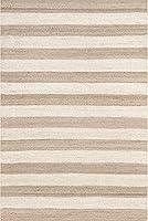 Vista 8 de Tapete NuLoom Alisia de yute, con diseño de rayas, 2' 6" x 8', blanco mate