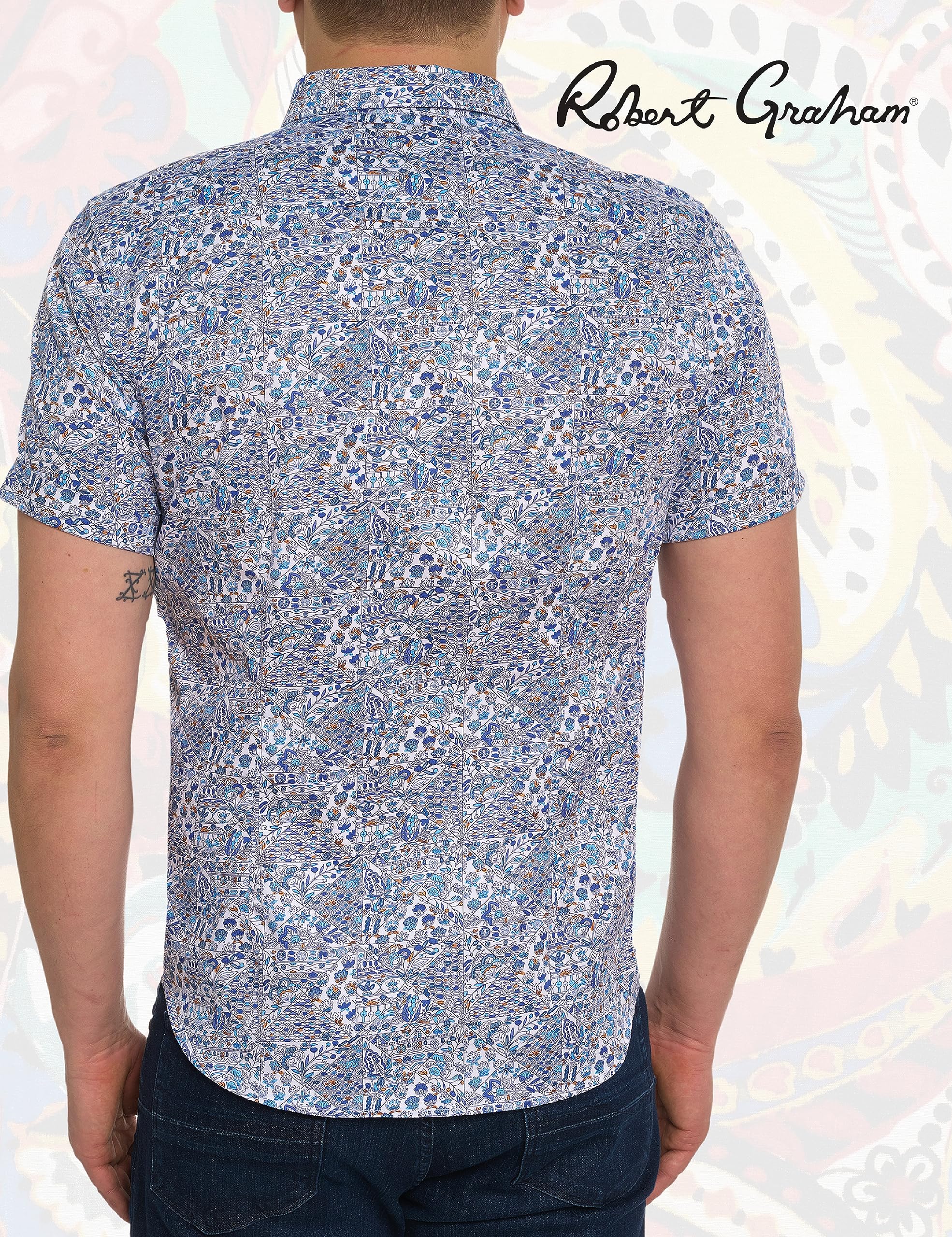 Robert Graham Herren Shirt Hemd mit Button-Down-Kragen