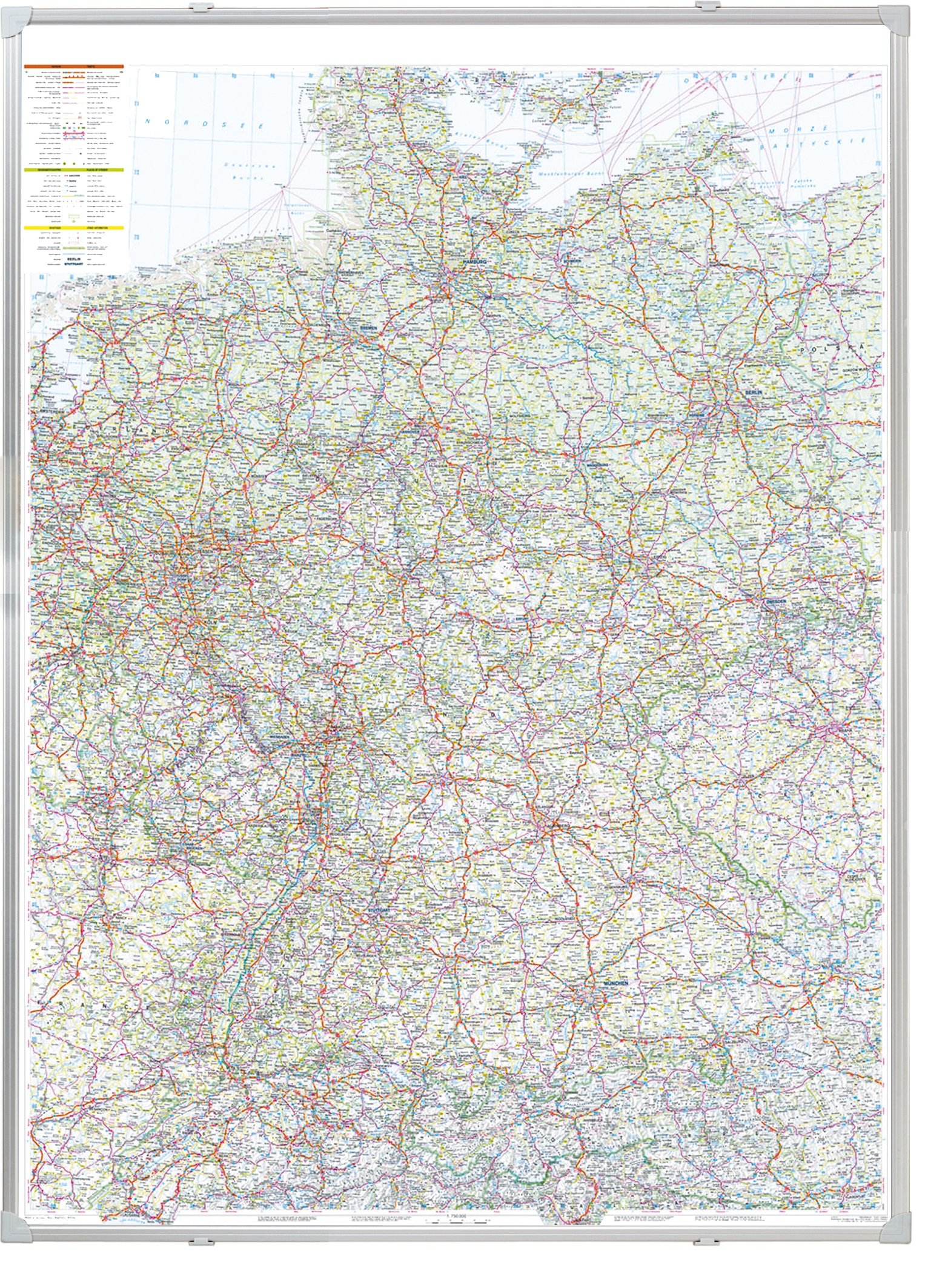 Franken KA301P Kartentafel Straßenkarte (Deutschland pinnbar 1:750.000) 140 x 100 cm