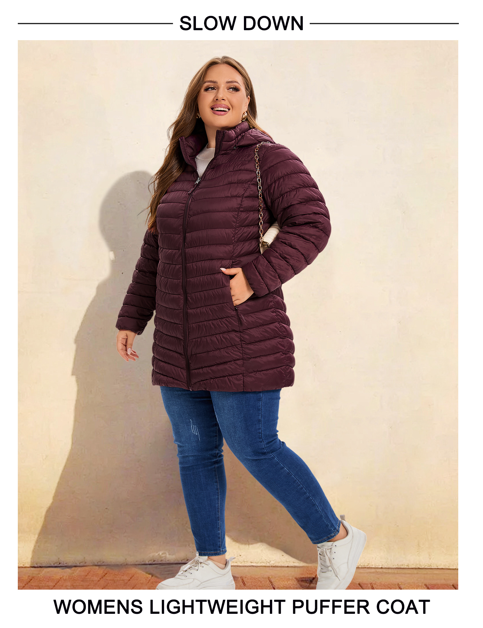 Amazon.com: SLOW DOWN Womens Plus Size Lightweight Puffer Jacket