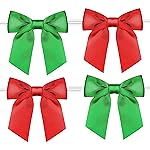 Rainbow Pana 120 Pack Red Bows and Green Bows for Christmas, Twist Tie Bows for Treat Bags 3 Satin Ribbon Bows for Package Craft Gift Wrapping Decoration, St Patricks Day