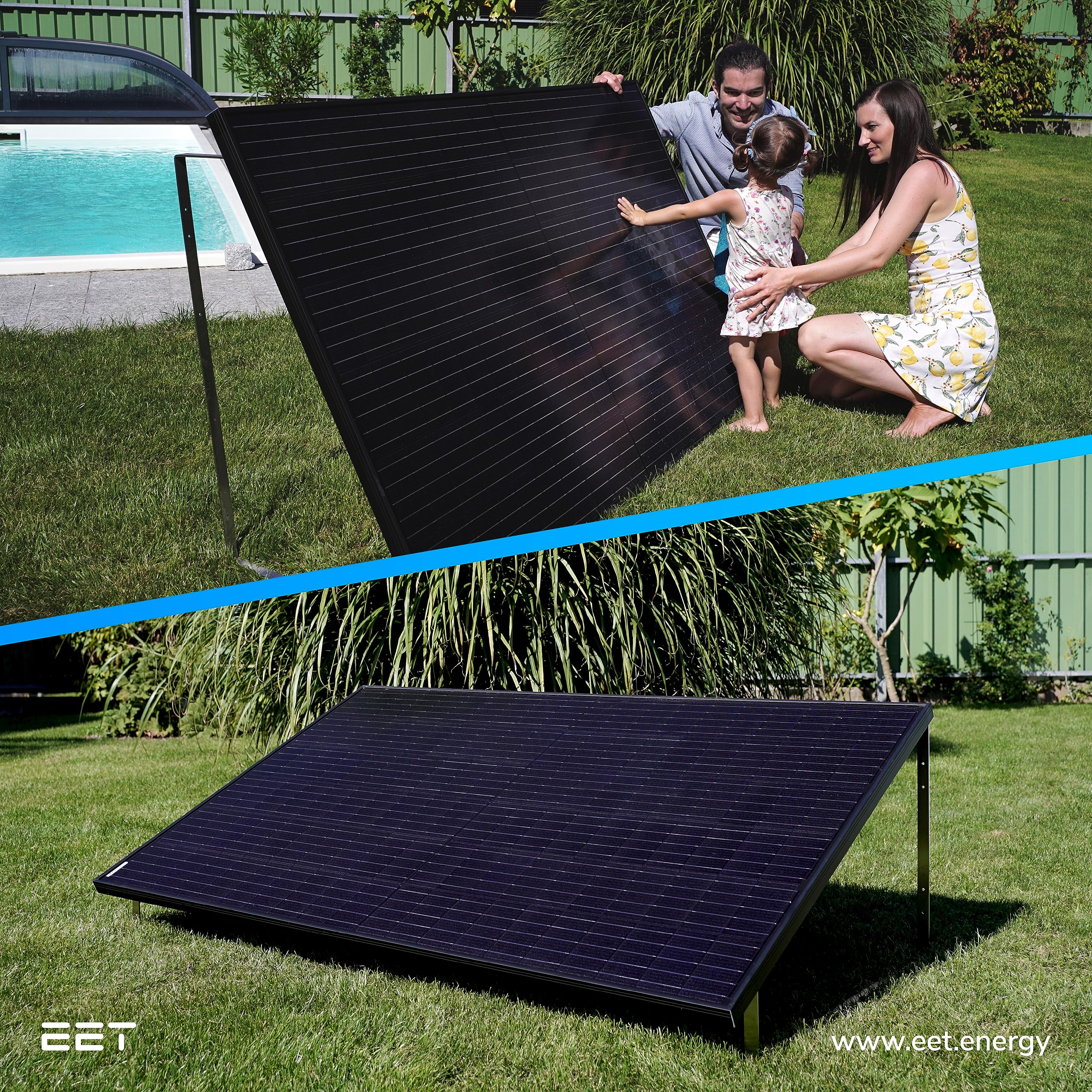Sistema fotovoltaico LightMate 370W con presa, kit completo da giardino/tetto con pannello fotovoltaico, inverter (300W), staffa, cavo di alimentazione (5m)