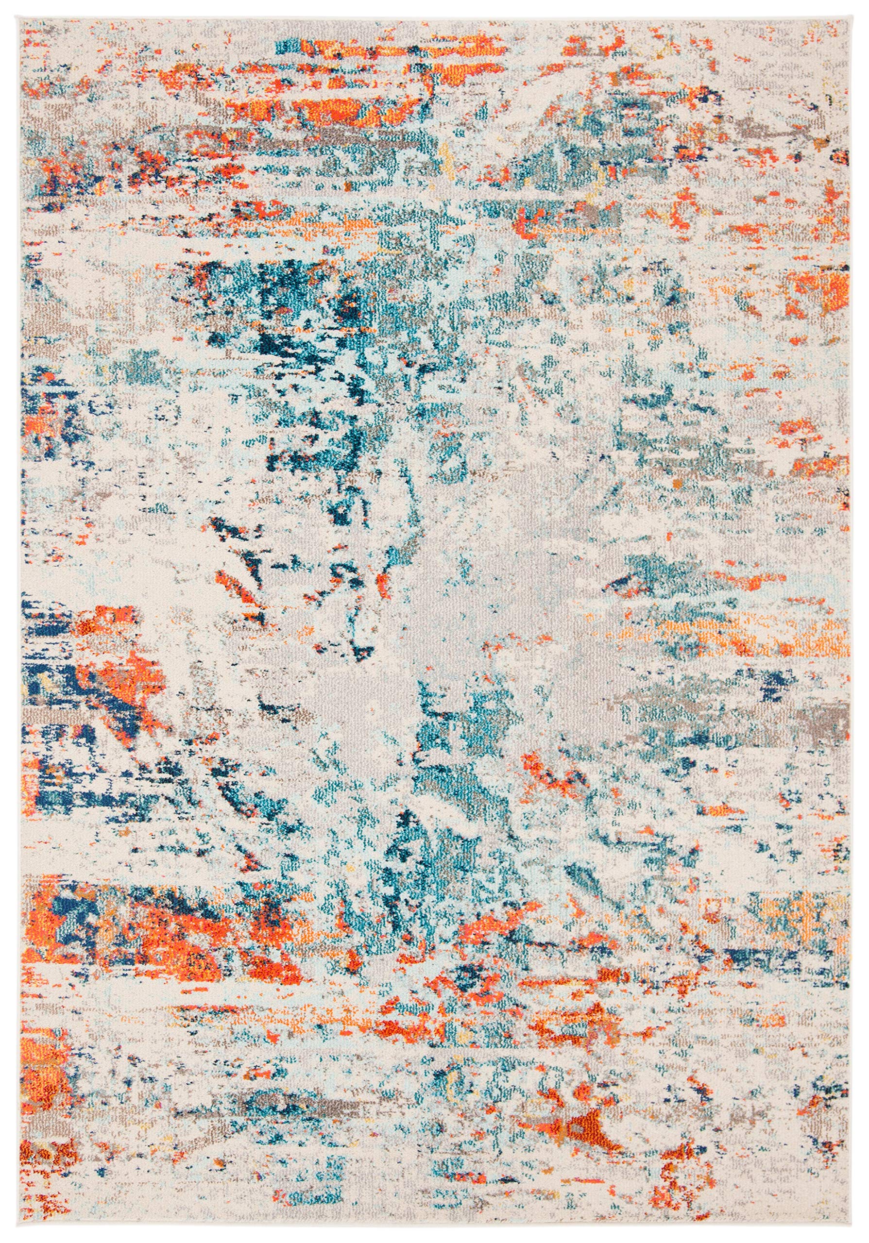 SAFAVIEH Madison Collection Accent Rug - 2'2" x 4', Cream & Orange, Modern Abstract Design, Non-Shedding & Easy Care, Ideal for High Traffic Areas in
