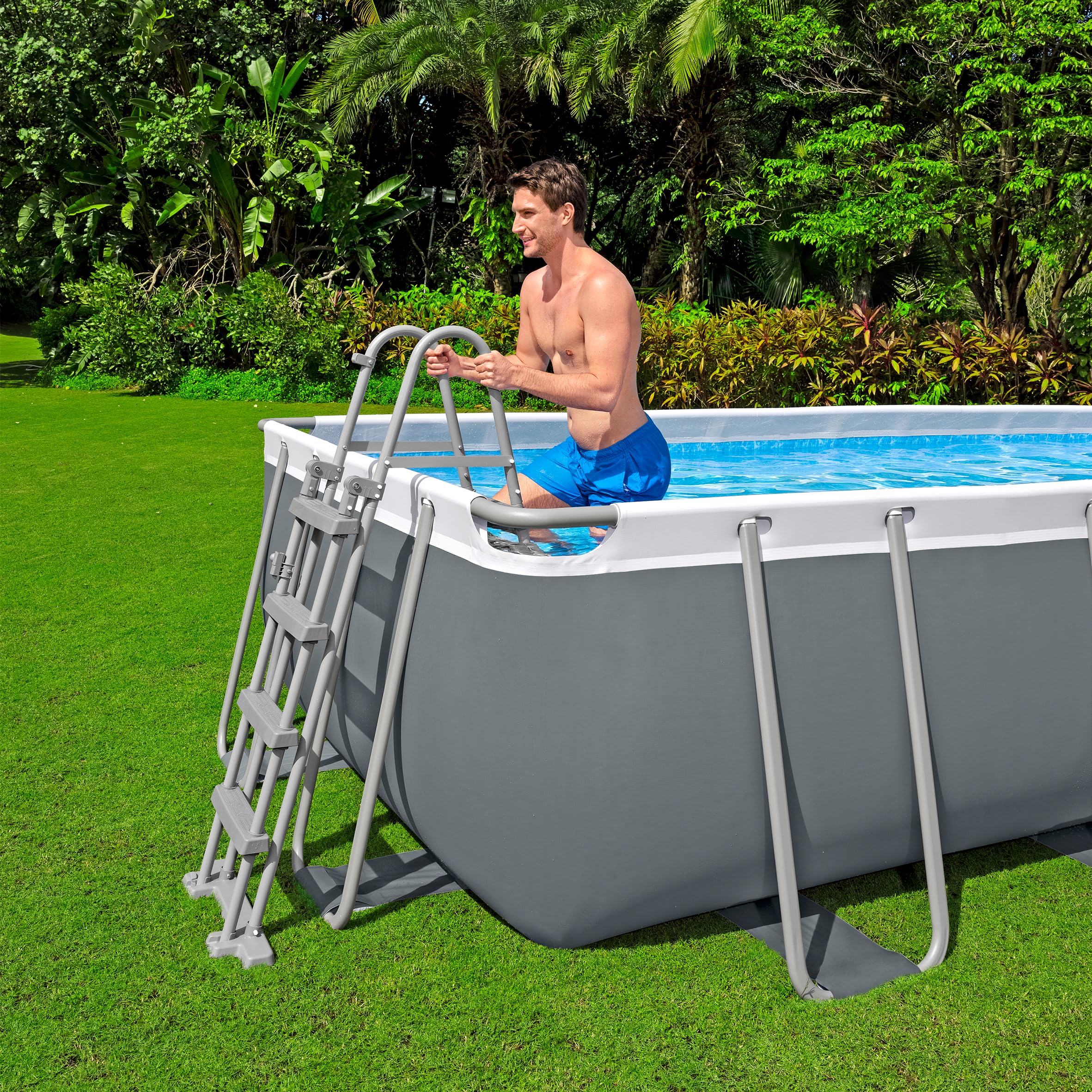 Bestway 56671-7 Set piscina fuori terra Steel Pro MAX - 4,88 m x 2,44 m x 1,22 m, grigio