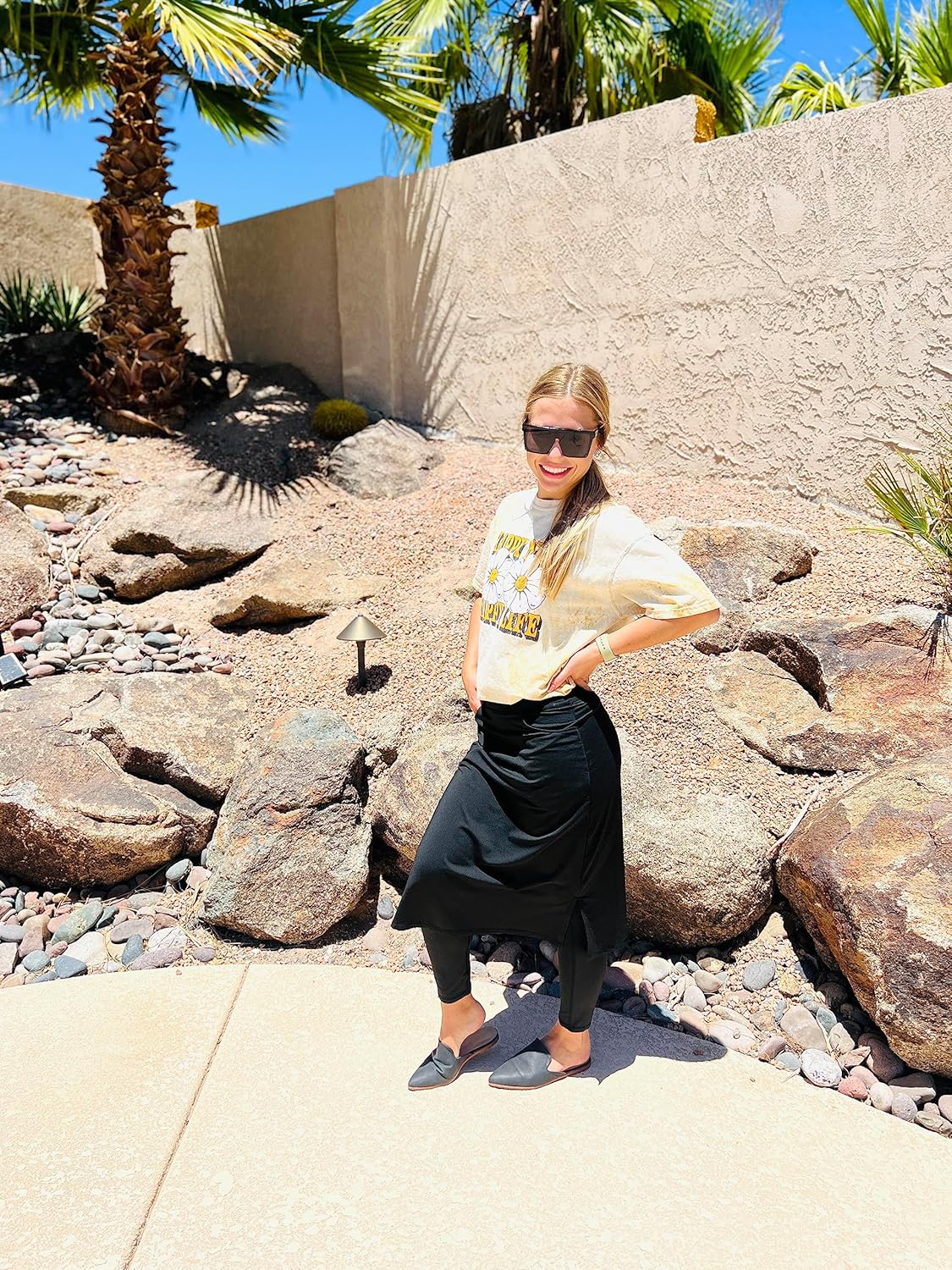 HOKOYI Women's Modest Long Skirt with Attached Leggings Pockets Midi Cover Up Workout Skirted Capris - Image 4