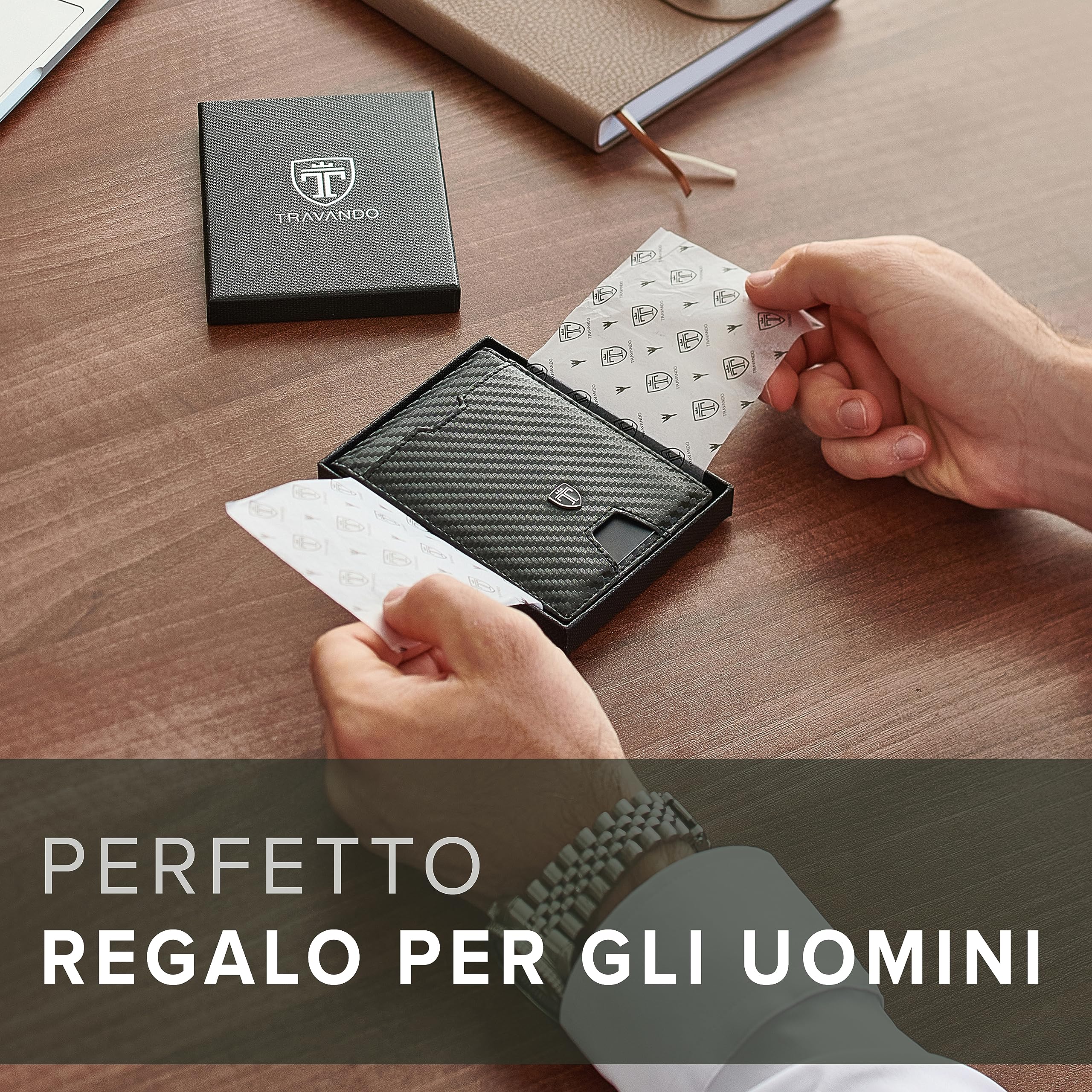 TRAVANDO Portafoglio uomo piccolo con protezione RFID „ZURICH“ Porta carte di credito con clip per contanti, Portafogli slim tascabile, Portatessere Raccoglitore banconote sottile