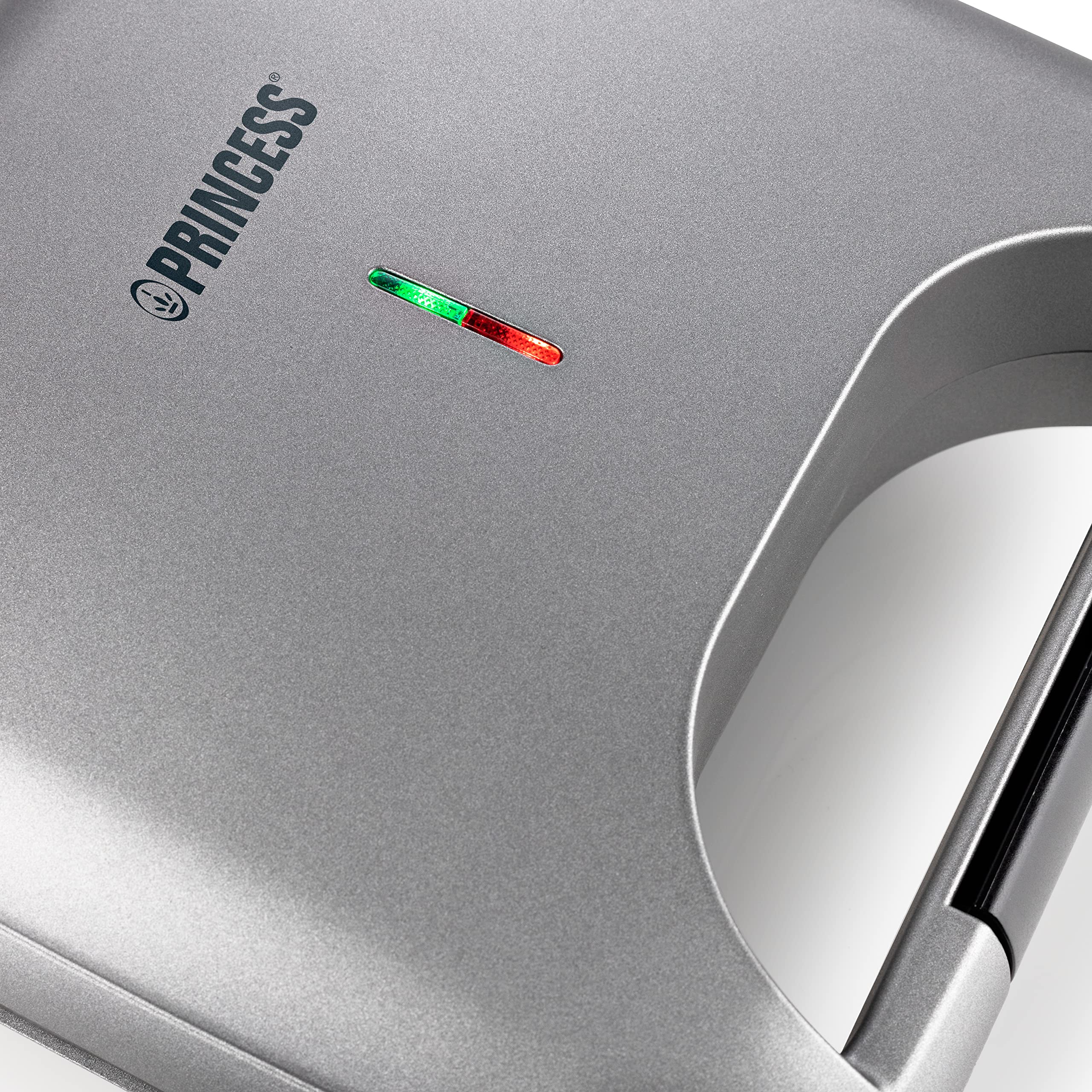 Princess 127003 - Tostapane deluxe per 2 panini, piastra per griglia, coperchio con chiusura di sicurezza, grigio