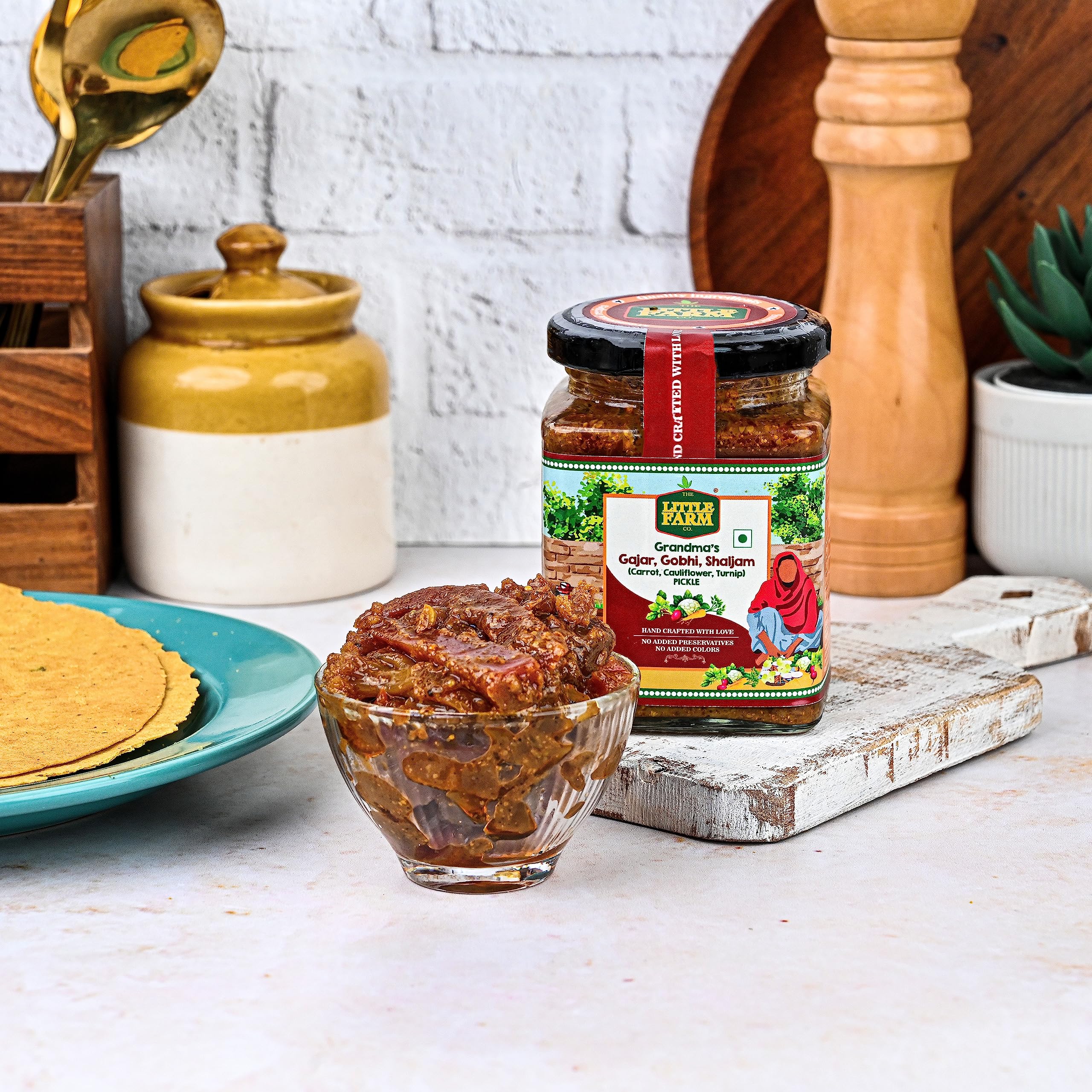 THE LITTLE FARM CO Punjabi Mixed Pickle - Gobhi Gajjar Shalgum ka Achar (300g)| Less Oil Mustard Base Homestyle Meetha Mixed Achar with Jaggery | No Added Preservatives, Artificial Colours & Flavours |Traditional Recipe - Image 4 thumbnail