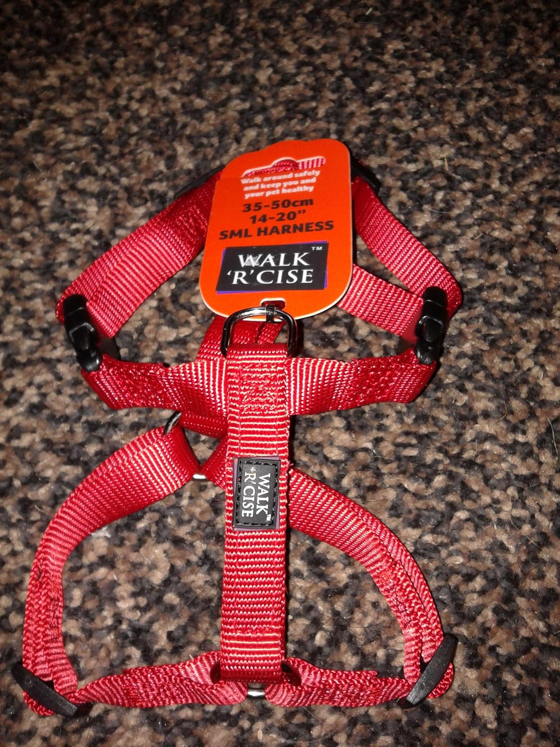 WalkrCise Nylon Harness Small, 15mm, Red Pet Supplies
