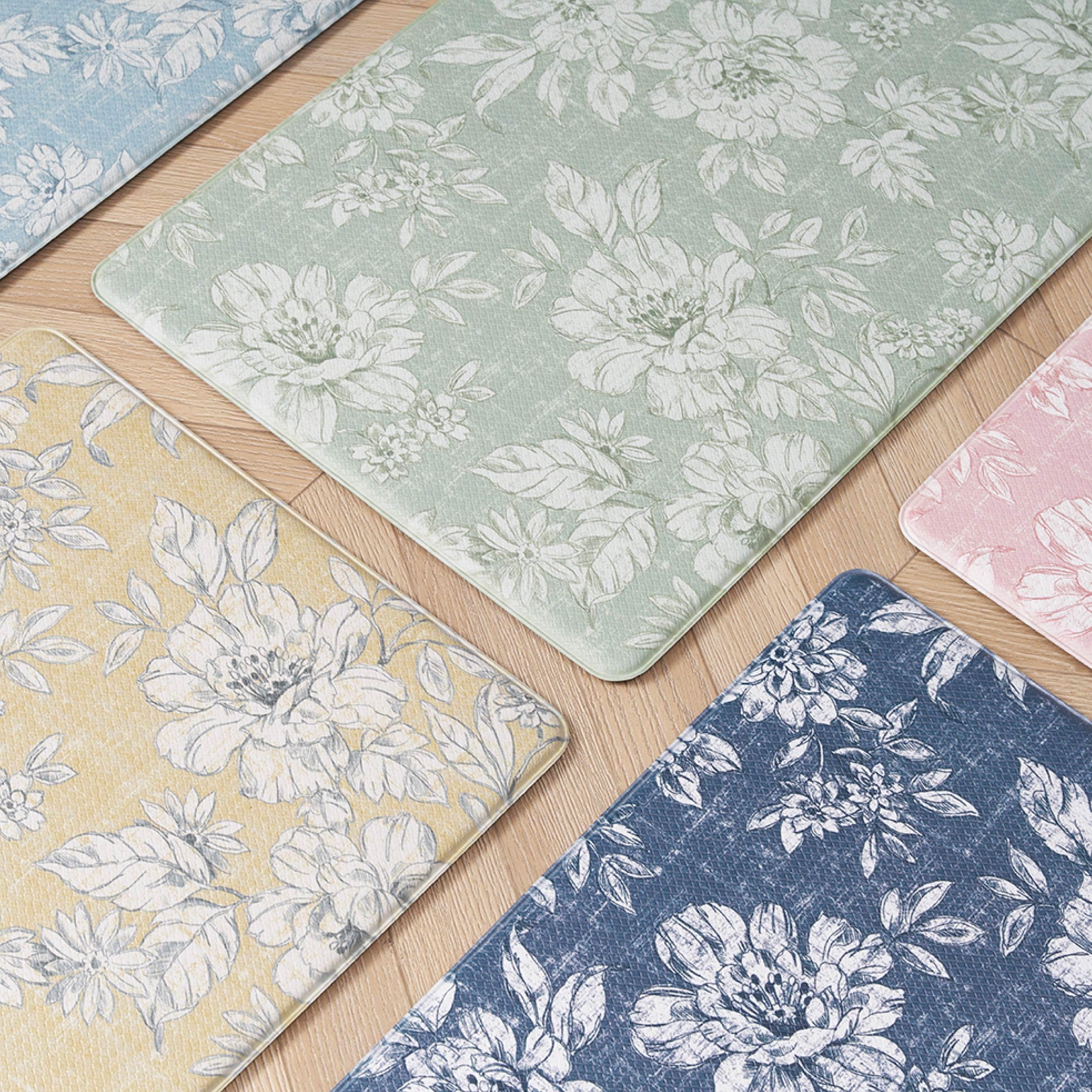 Laura Ashley - Tapis de cuisine anti-fatigue, motif floral iris, résistant aux taches, à l'eau et à la décoloration, soulagement de la cuisine et debout, dos antidérapant, mesure 44,5 x 152,4 cm, iris