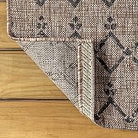 Vista 4 de JONATHAN Y Alfombra de área geométrica marroquí para interiores y exteriores 3X5 natural/negro, Ourika tejido texturizado para patio trasero, patio