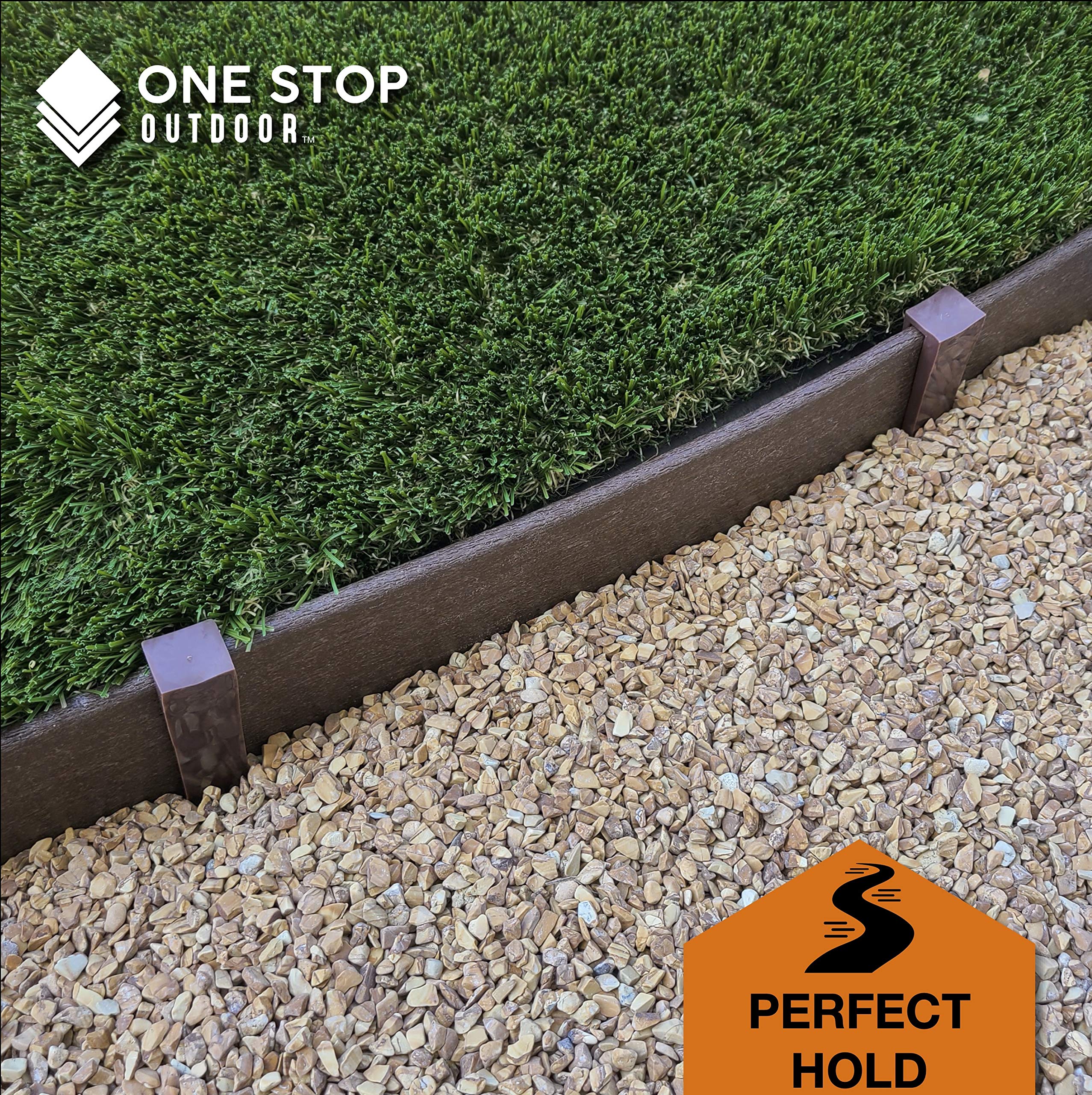 One Stop Outdoor Estacas de plástico para anclaje de bordes de paisaje de nailon marrón, 10 pulgadas de longitud, hechas en Estados Unidos, 50 unidades, se adapta a la mayoría de marcas EasyFlex Dimex