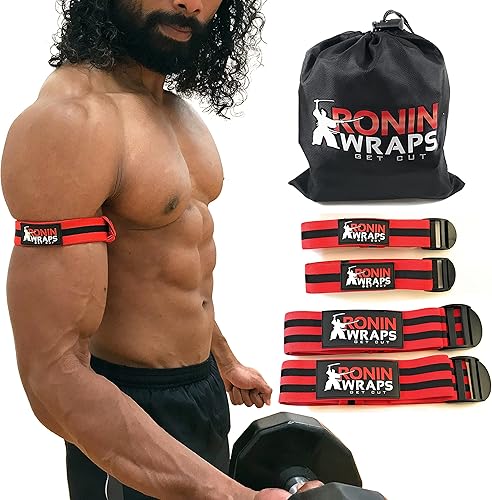 Ronin Wraps  Bandas elásticas de oclusión BFR  Entrenamiento de restricción de flujo sanguíneo  Paquete de 4 (2 para brazos - 2 para piernas)  Libro disponible en Yaxa Colombia