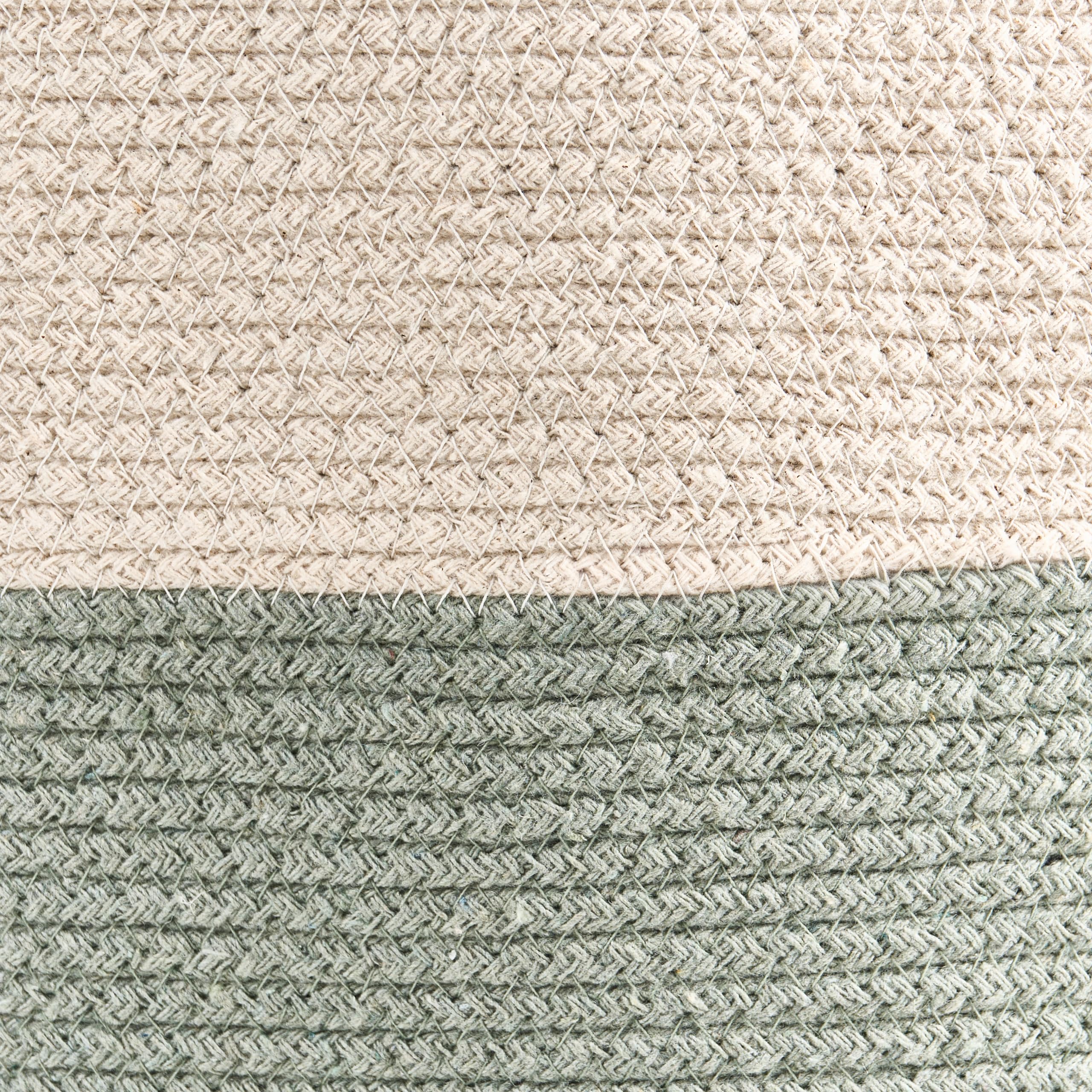 Korb 2er Set Baumwolle hellbeige/grün geflochten gestreift mit Deckel Boho-Design Silopi