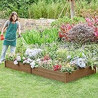 Vista 2 de Yaheetech 8×4ft Wooden Horticulture Raised Garden Bed Divisible Elevated Planting Planter Box for Flowers/Vegetables/Herbs in Backyard/Patio Marrón
