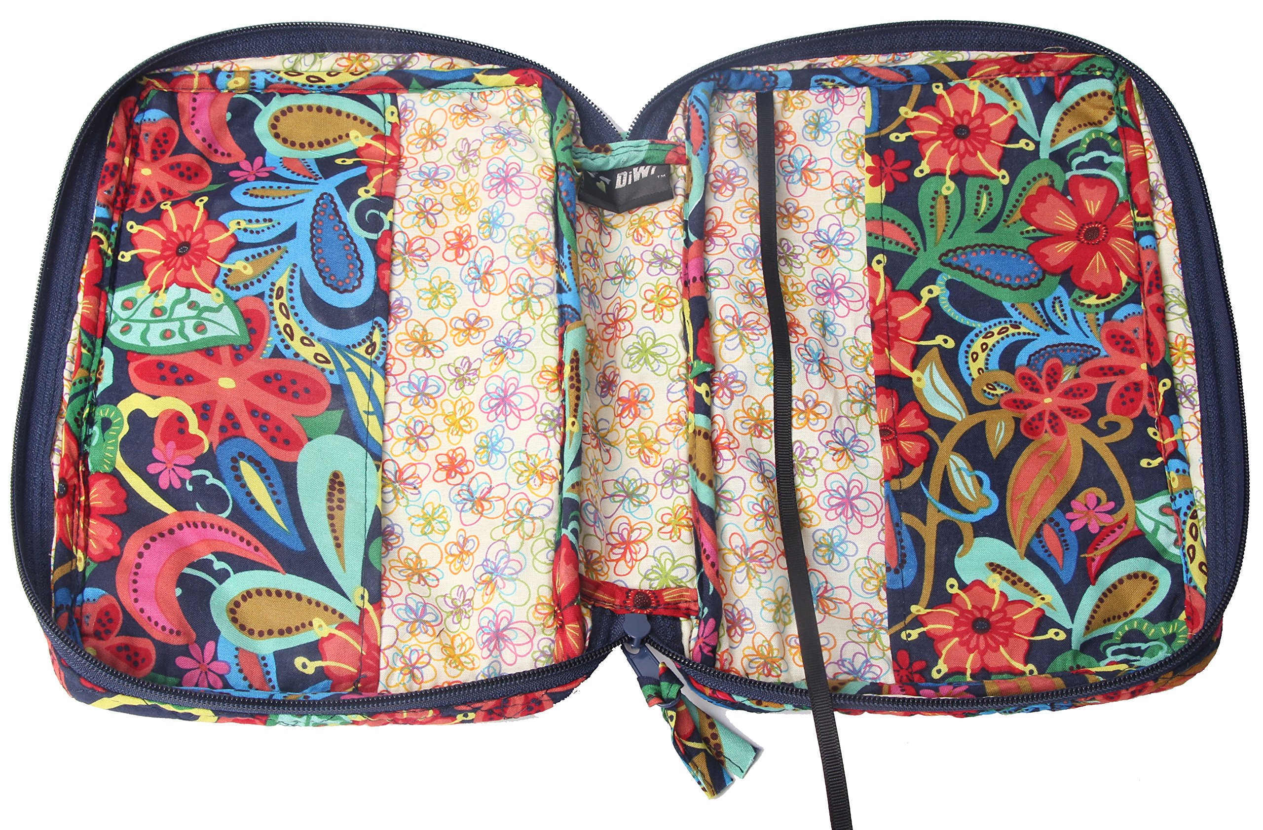 DIWI Funda para Biblia acolchada de algodón para libros, tamaño grande, 25,4 x 18,8 x 7,0 cm, bolsillo con cierre de cremallera (rosa entusiasta C1, grande)