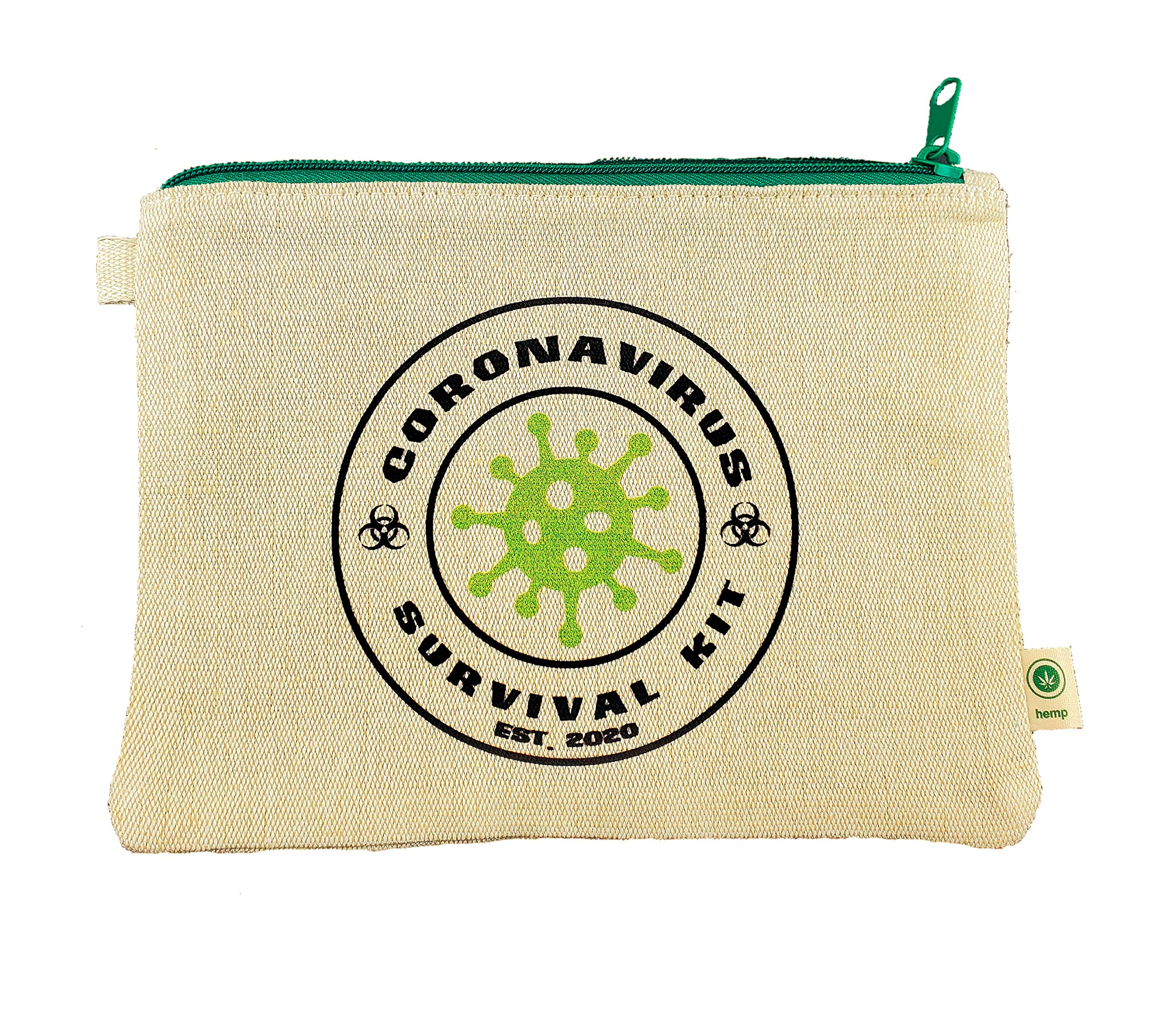 Ink Trendz Quarantine Survival Novelty est.2020 Makeup Bag, Pencil Pouch Hemp Canvas Zipper Pouch 7