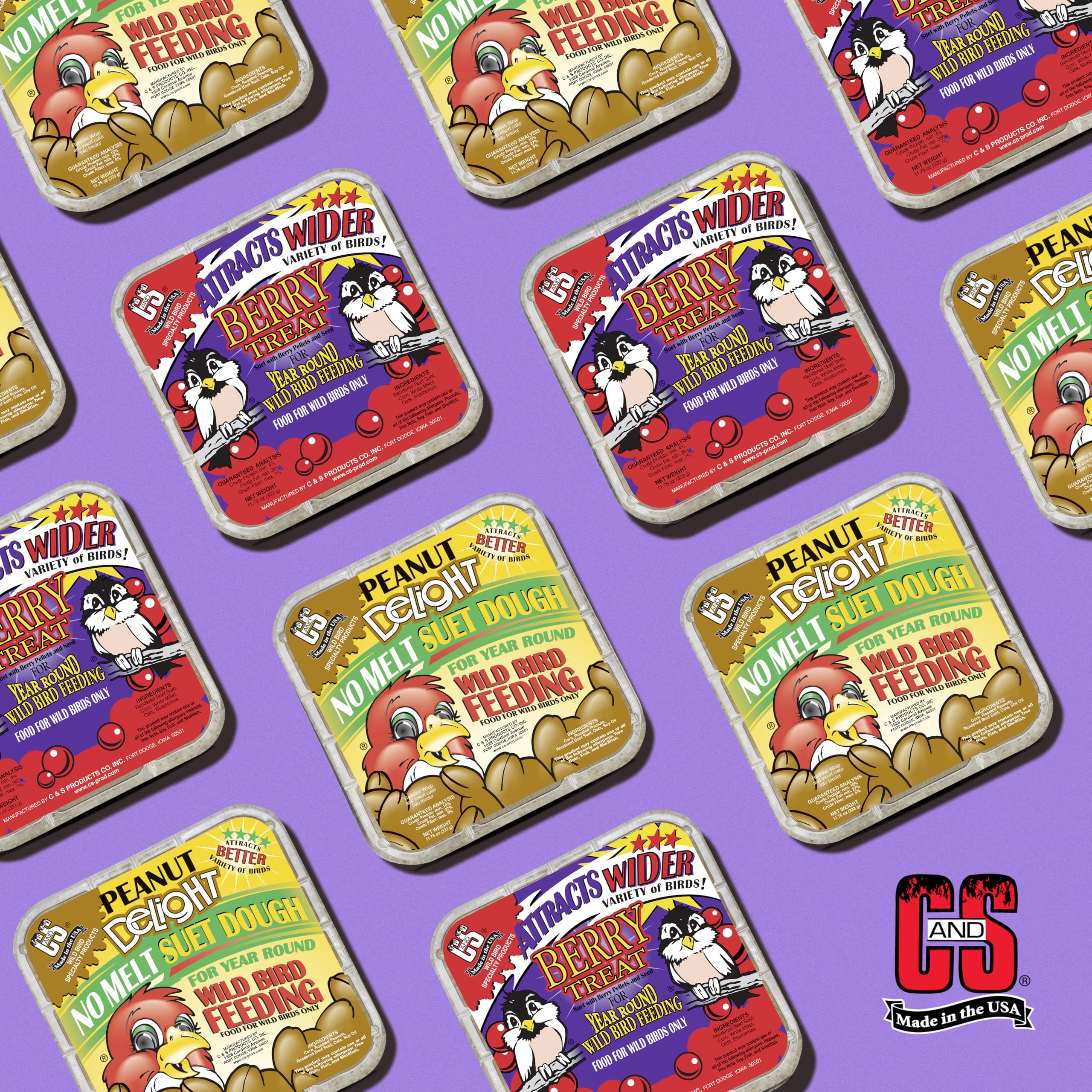 C&S Suet - Juego de 24 pastas para Mantequilla de maní y Berry Treat