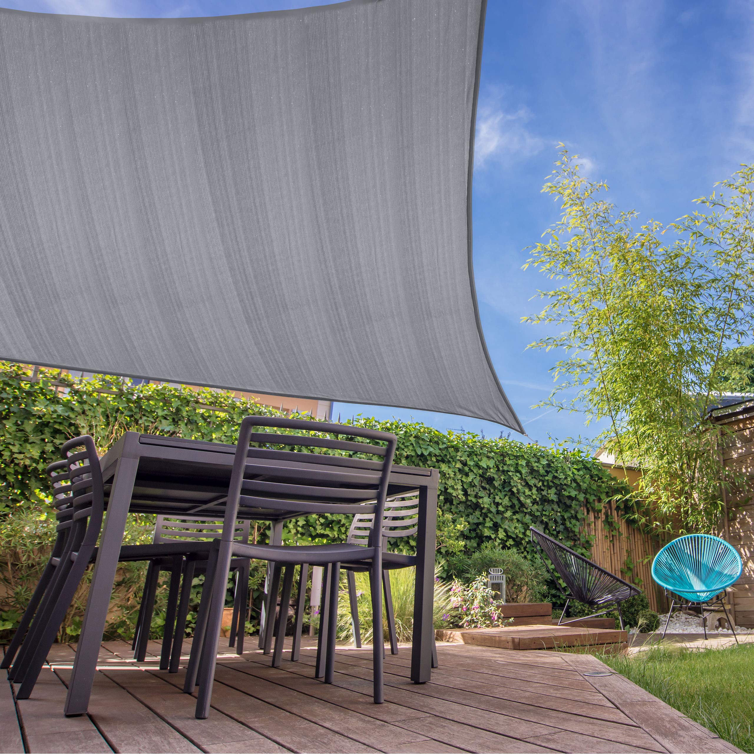 Lumaland Voile d´ombrage retangulaire avec Cordes de Support - 2 x 4 m - 100% HDPE - Terracotte