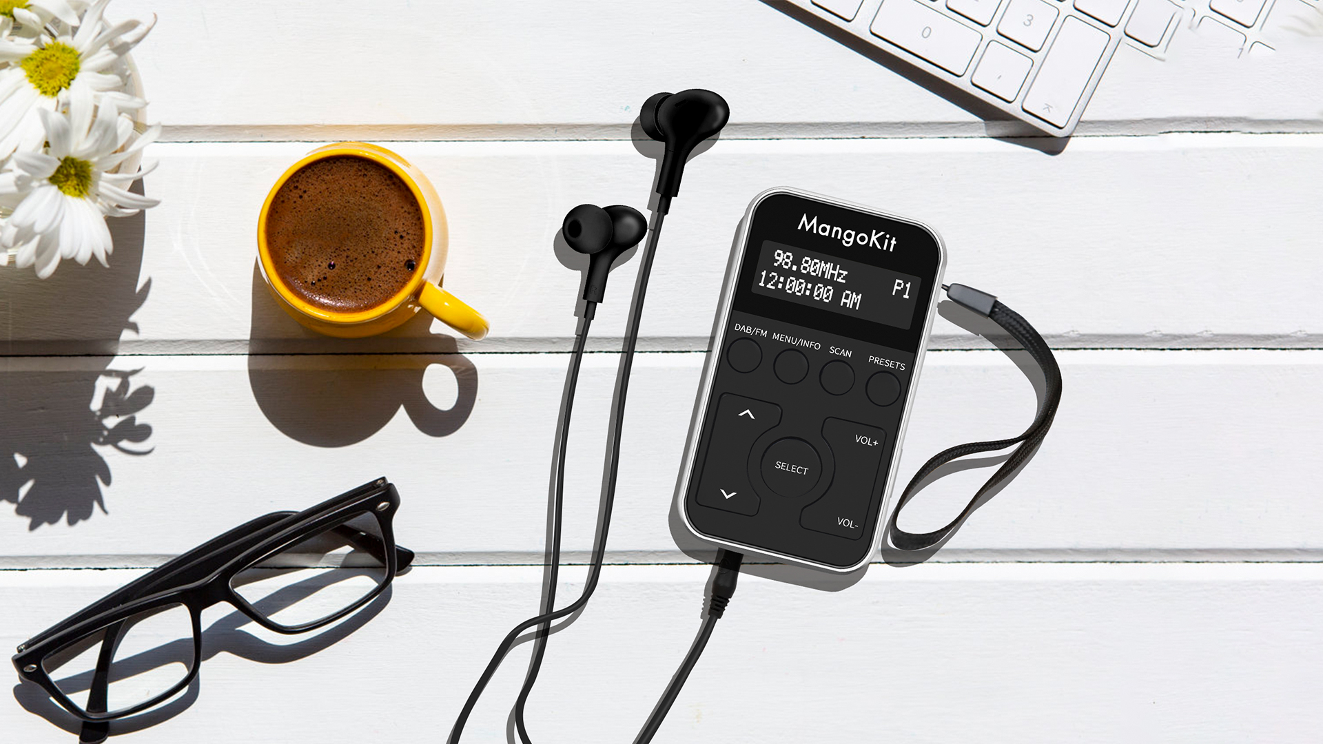 MangoKit MD1 Radio Portátil Dab I Radios Digitales de Red y Batería I Dab I FM I Radio de Cocina,Reloj con Doble Alarma,Batería de 10 Horas,40 Presintonías,Toma de Auriculares,Gris Piedra
