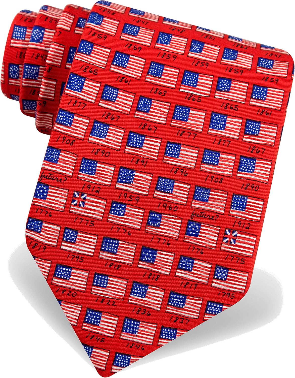 Red Silk Tie | American Flag History Necktie