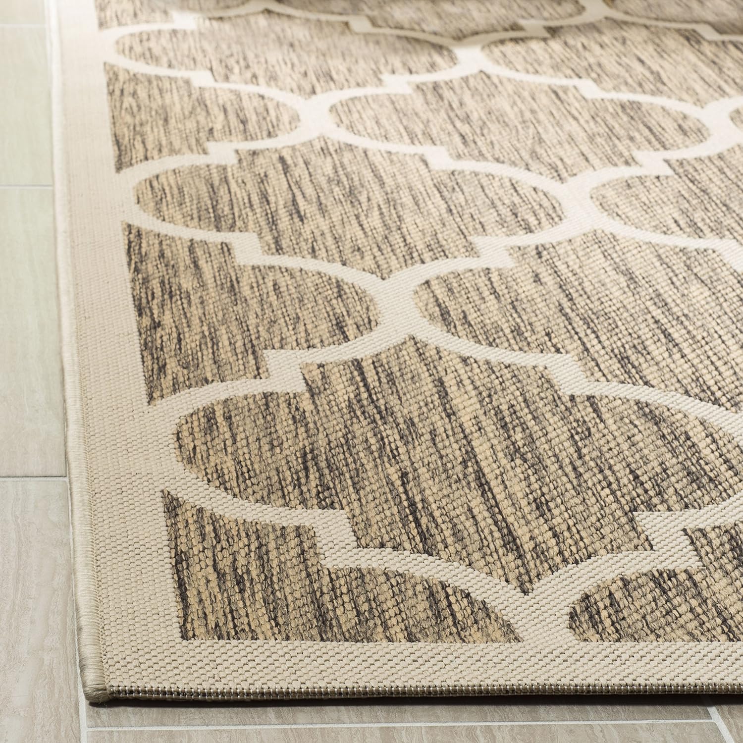 SAFAVIEH Courtyard Collection 8' x 10' Brown/Bone CY6914 Trellis Indoor/ Outdoor Patio Backyard Mudroom Area Rug