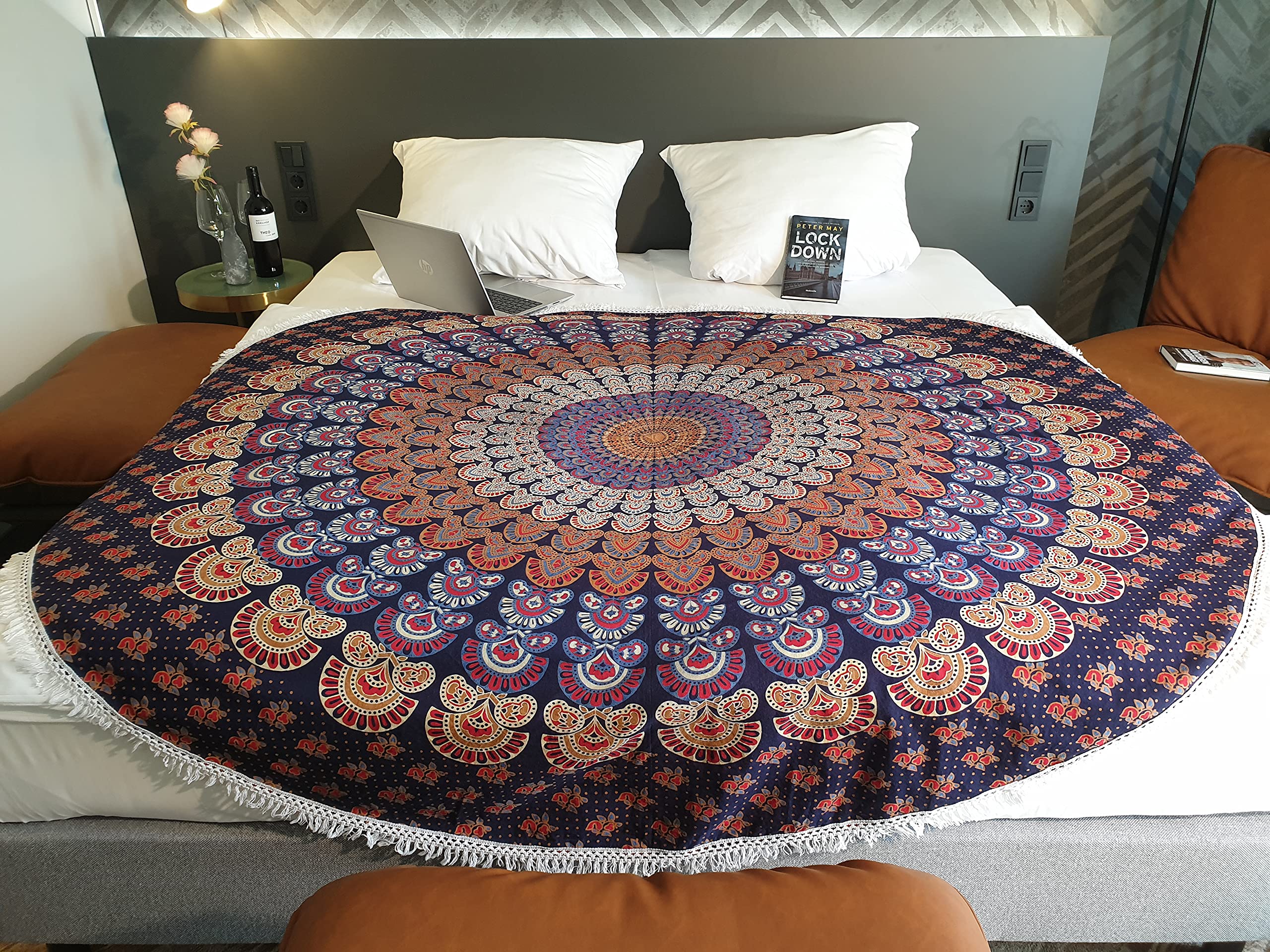 Drap de plage rond mandala mauve Ajmer